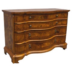 Circa 1750s German Oxbow Shaped Walnut Commode