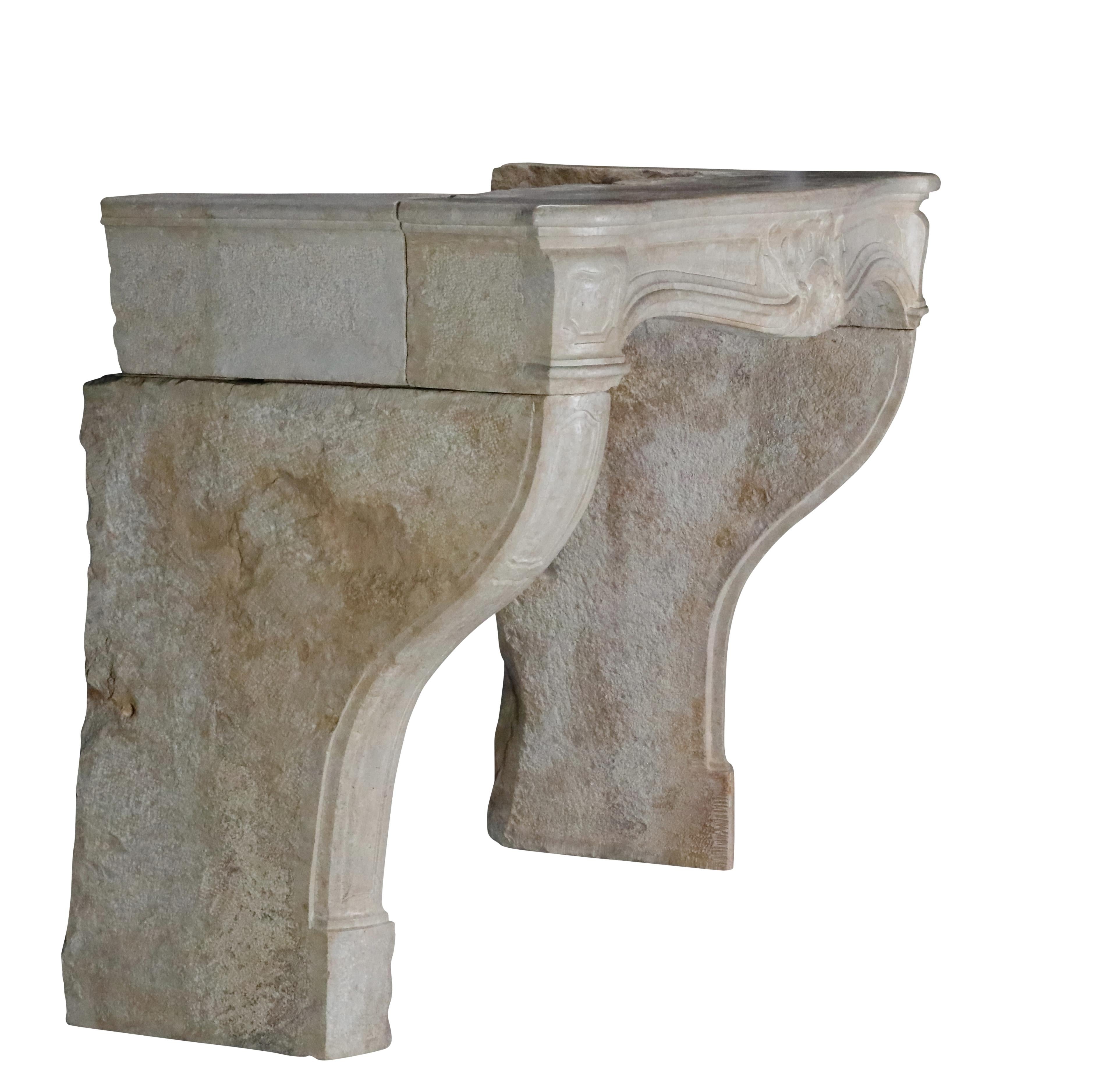 18th Century Classic French Regency Period Light Limestone Fireplace Mantle For Sale 16