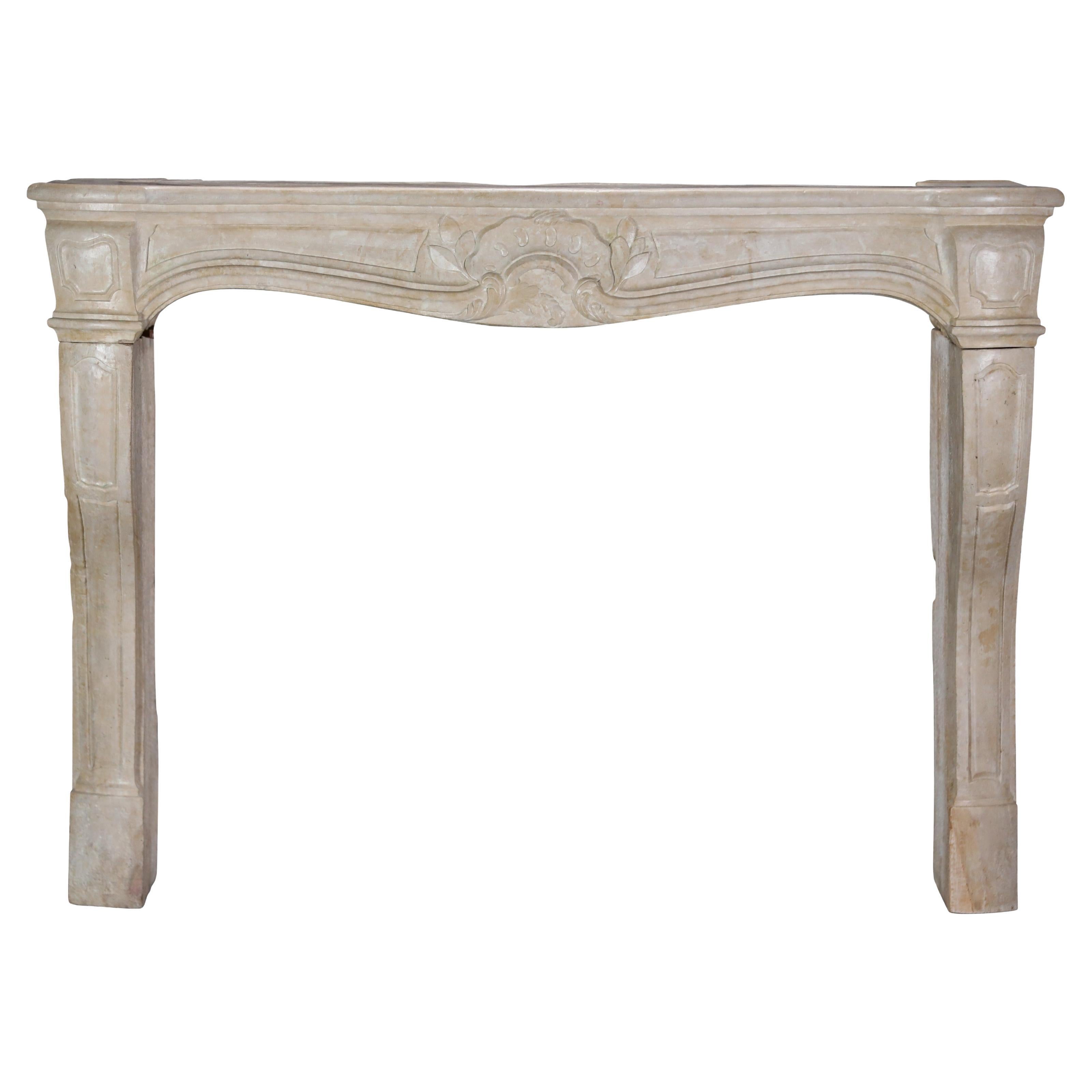 18th Century Classic French Regency Period Light Limestone Fireplace Mantle For Sale