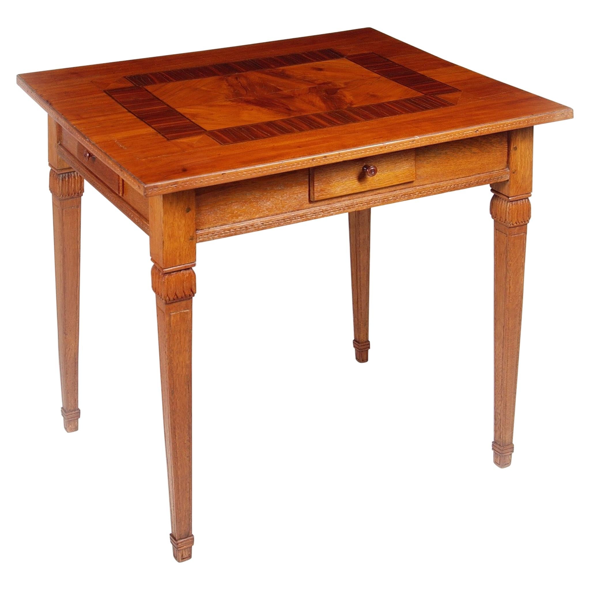 18th Century Classicist Small Brown Cherry-Tree Card Table, Austria, 1790s For Sale