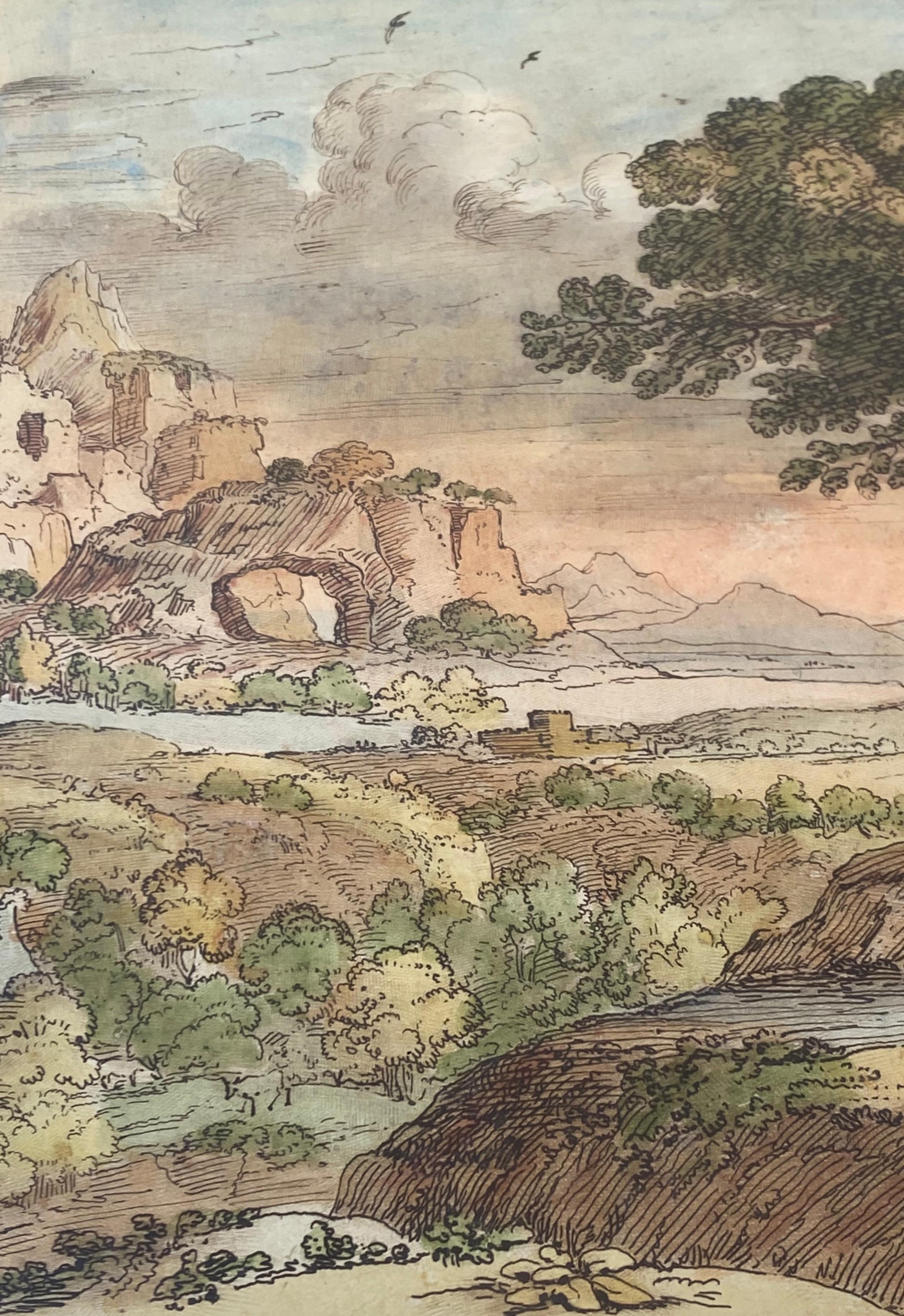 18th Century Claude Lorrain Copper Engraving Landscape with Figures For Sale 3