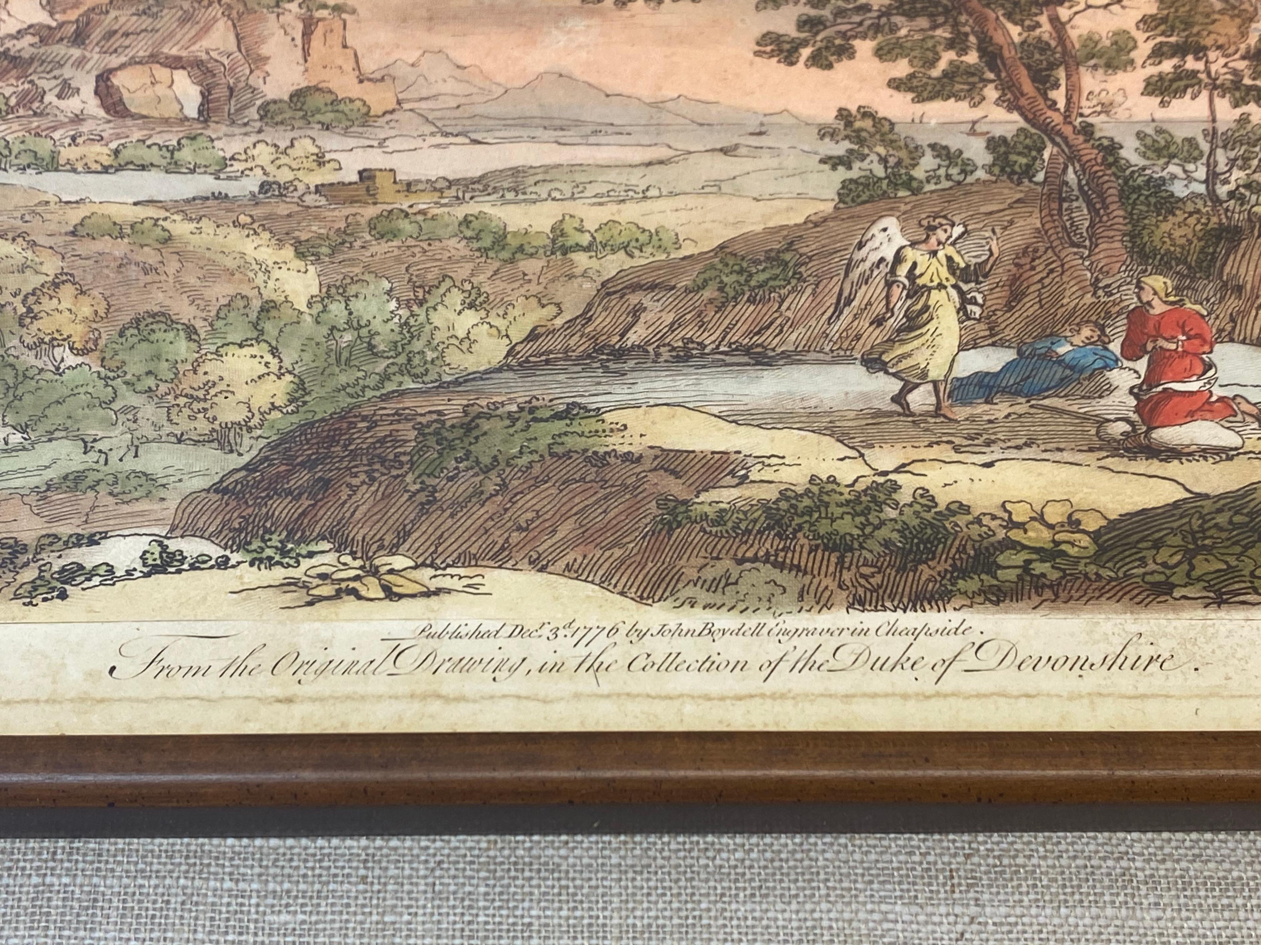 Paper 18th Century Claude Lorrain Copper Engraving Landscape with Figures For Sale