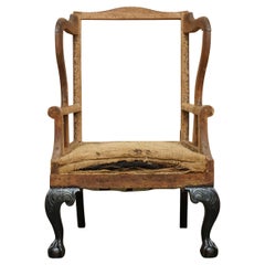 18TH CENTURY CLAW & BALL FEET CARVED ANTiQUE WINGBACK ARMCHAIR FRAME