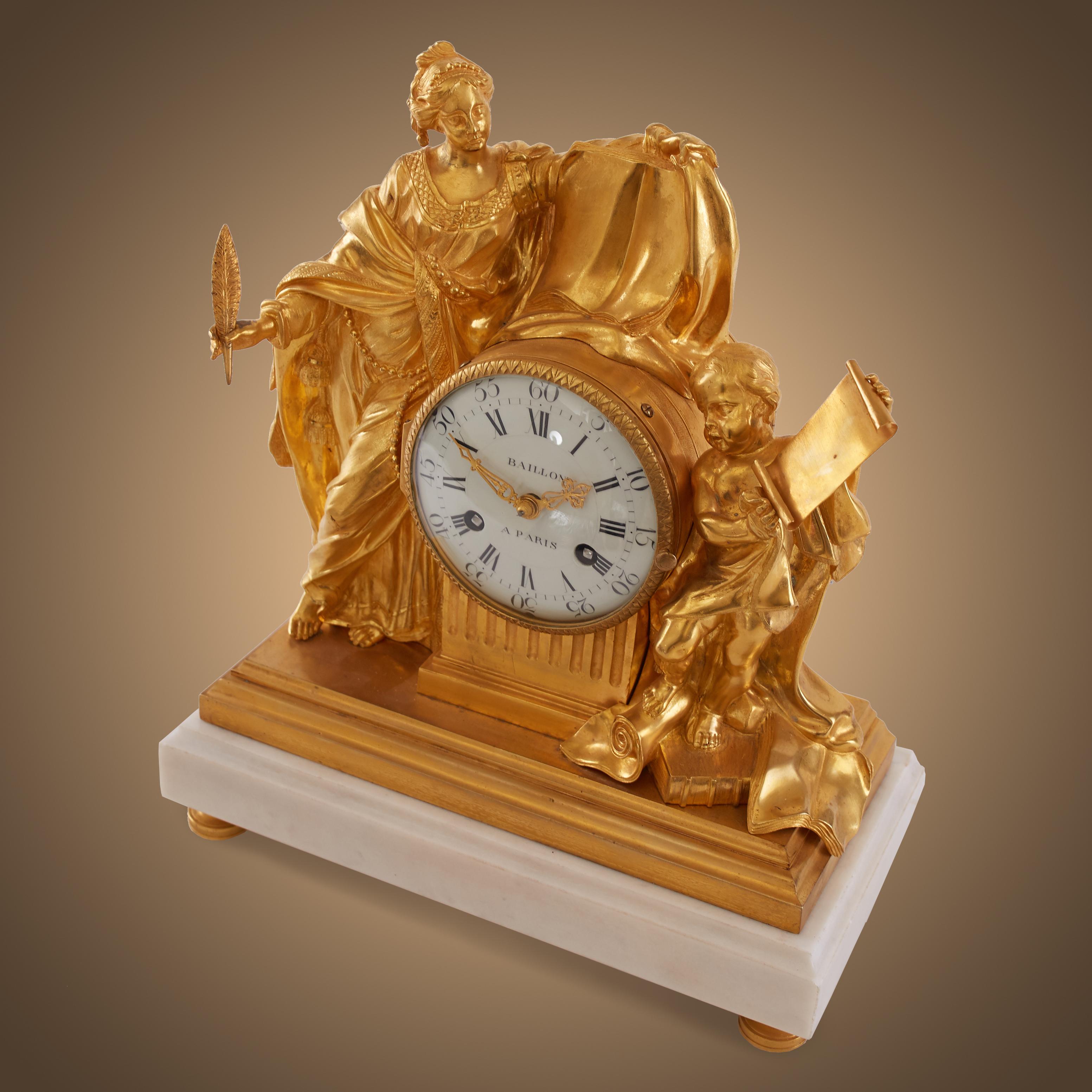 Empire Horloge du XVIIIe siècle, Baillon à Paris en vente