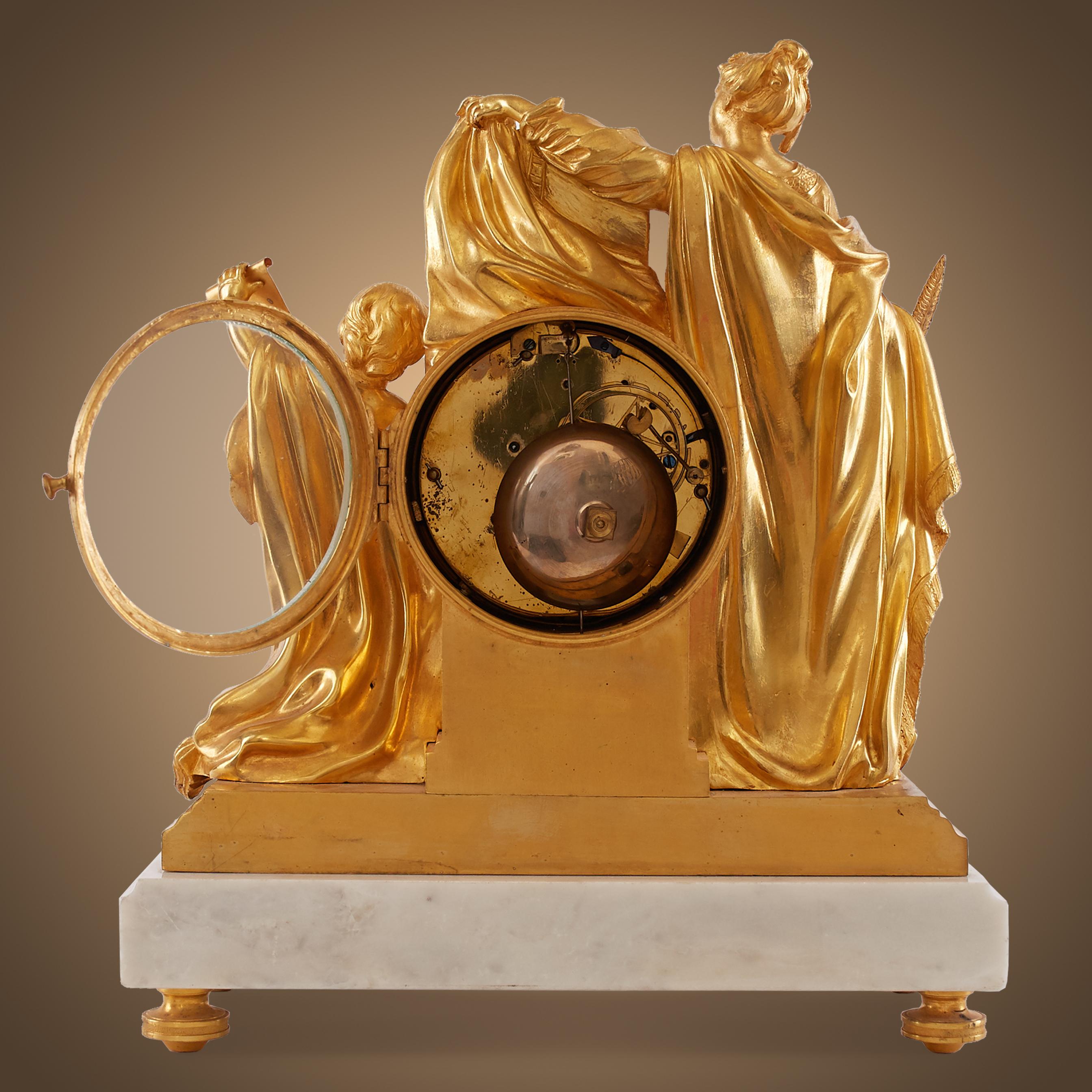 Gilt 18th Century Clock, Baillon in Paris For Sale