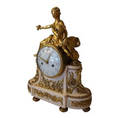 18th Century French Marble, Gilded Bronze Clock by Jean-Baptiste-André Furet