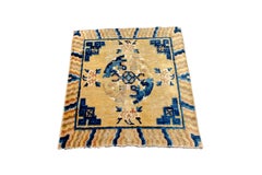 18th Century Collector's Antique Fou Dog Art Deco Rug "Guardian Lions" Chinese