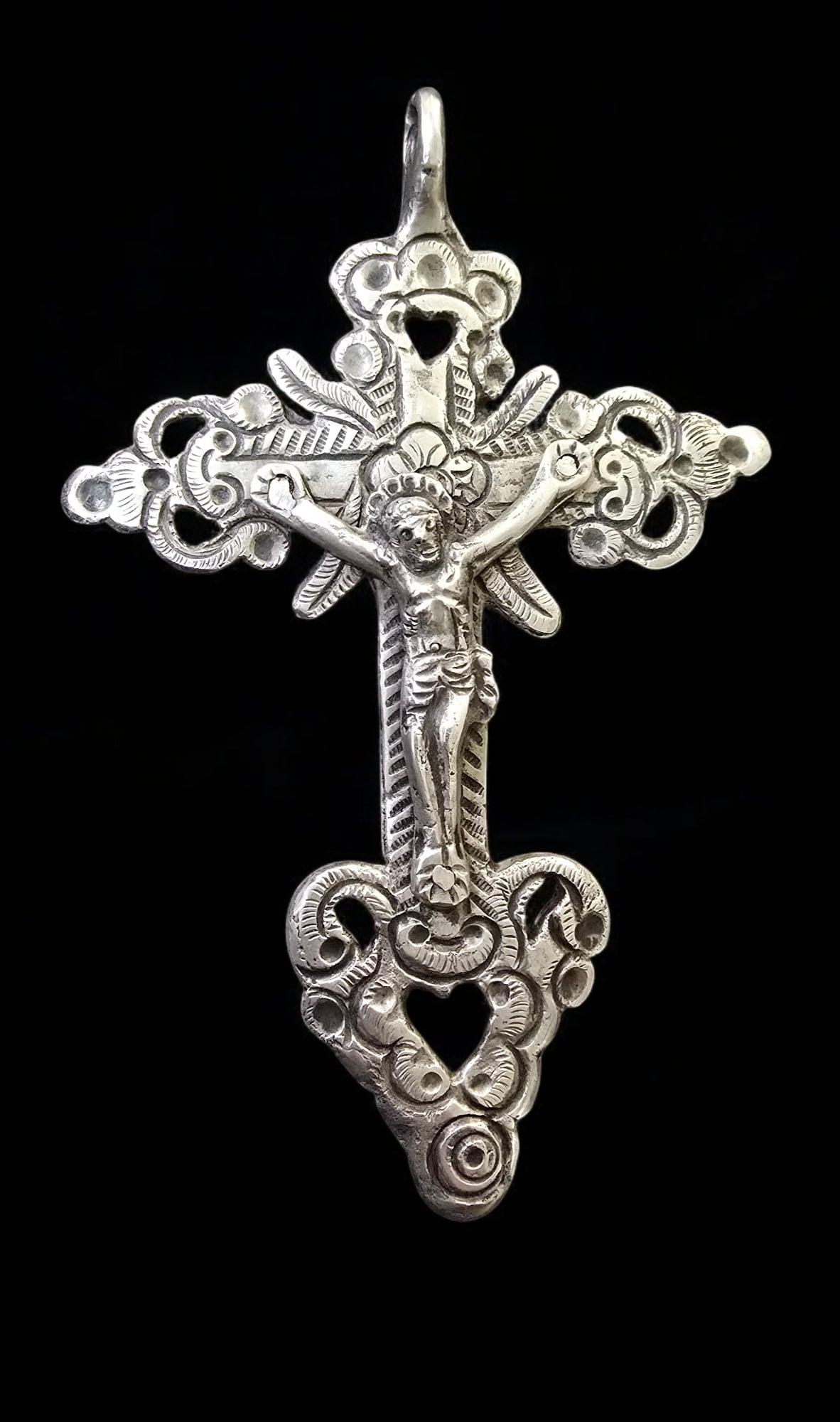 18th-Century Colonial Solid Silver Cross – Peru 1