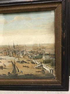 18th Century Color Engraving of Westminster, Somerset House, Original Frame