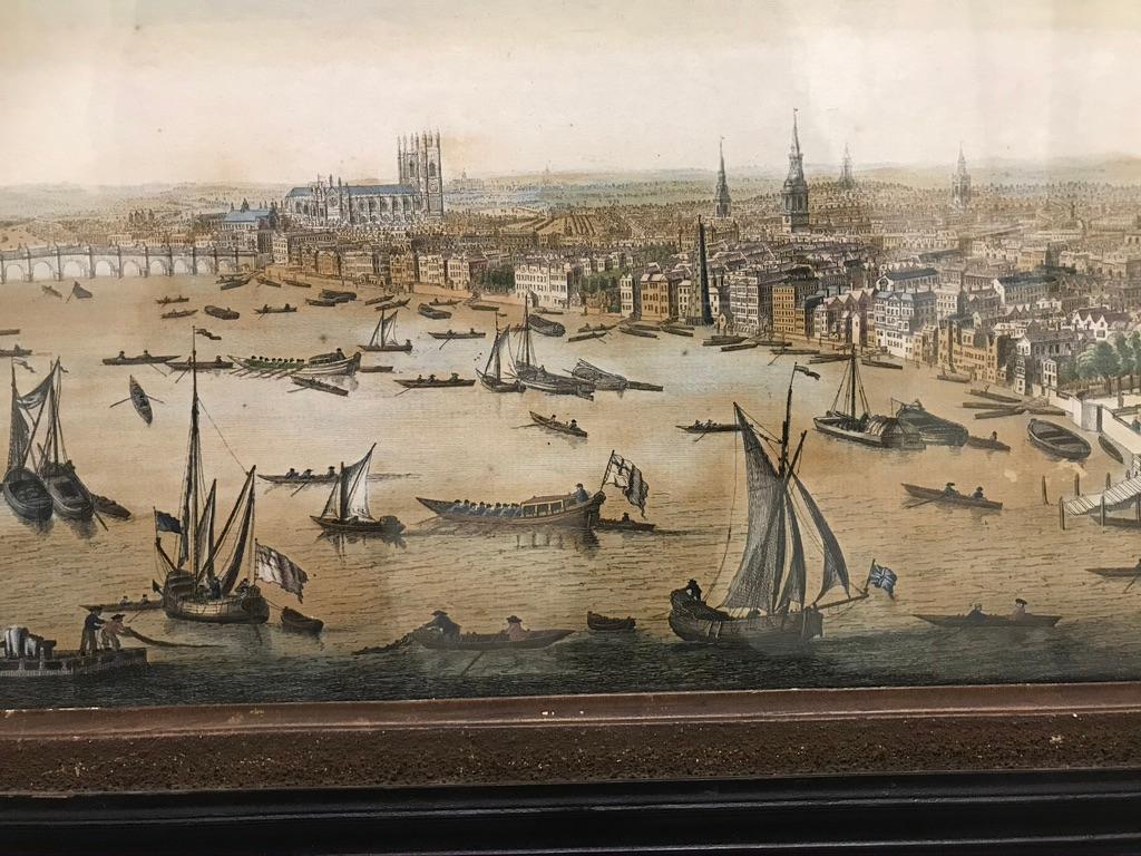 Paper 18th Century Color Engraving of Westminster, Somerset House, Original Frame  For Sale