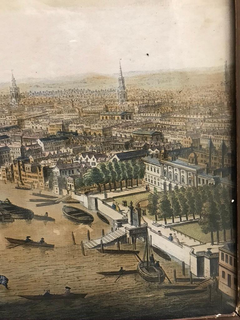 18th Century Color Engraving of Westminster, Somerset House, Original Frame  For Sale 1
