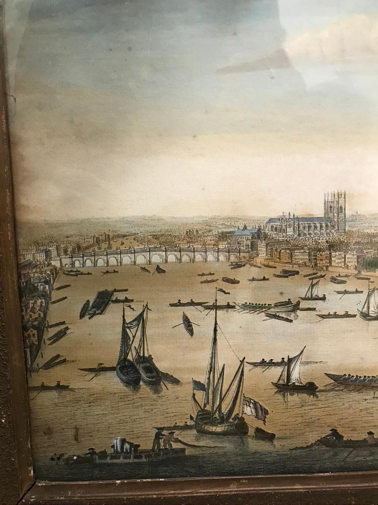 18th Century Color Engraving of Westminster, Somerset House, Original Frame  For Sale 2