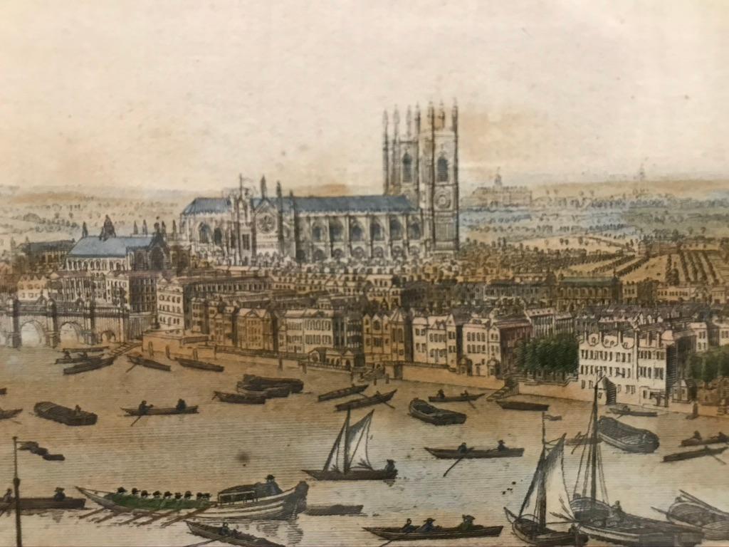 18th Century Color Engraving of Westminster, Somerset House, Original Frame  For Sale 4