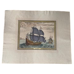 18th Century Color Engraving Print by Pieter F.H. Bruegel, Le Depart