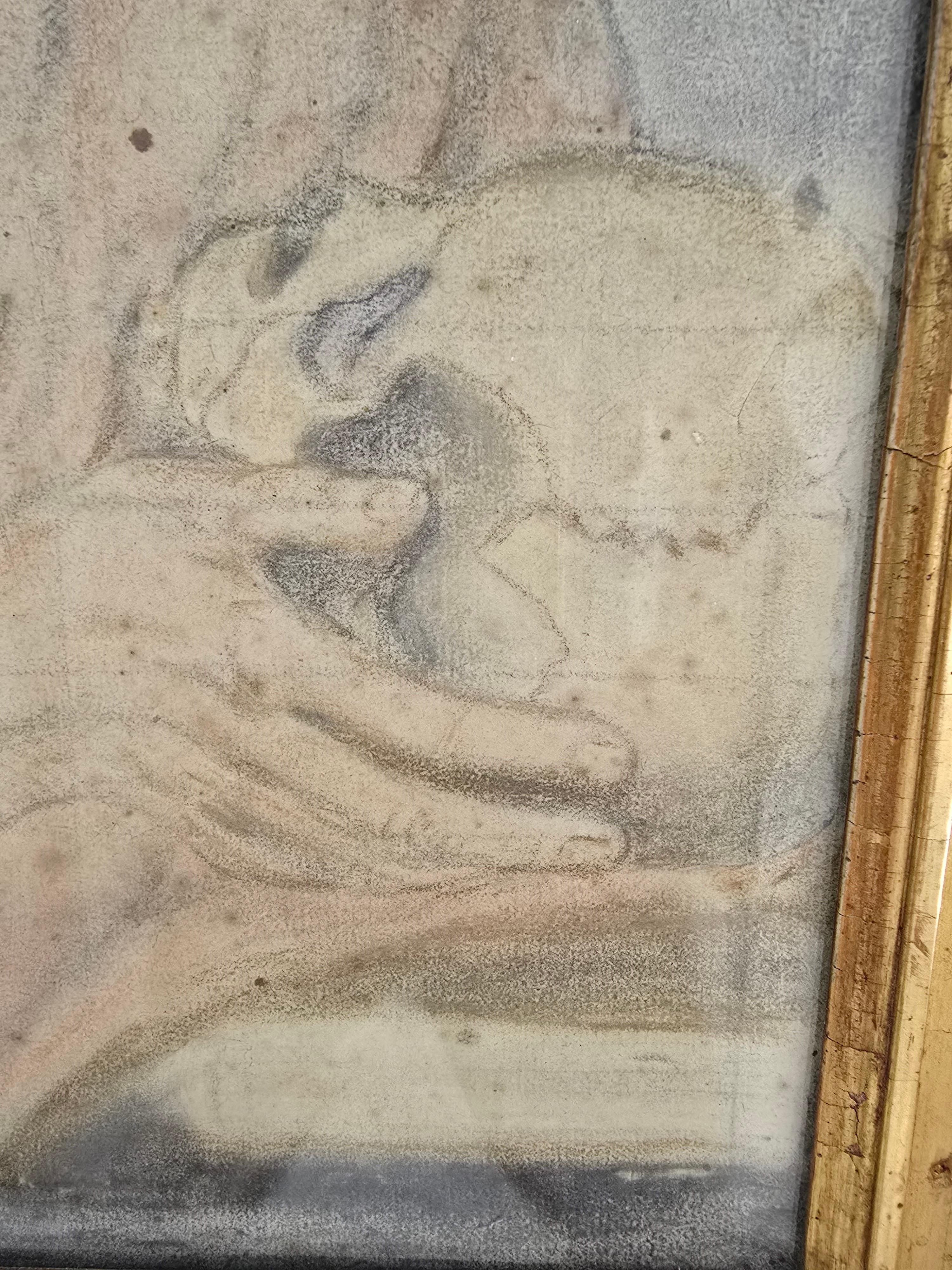 Disegno colorato del XVIII secolo firmato e datato (1783) - Forse San Girolamo in vendita 5