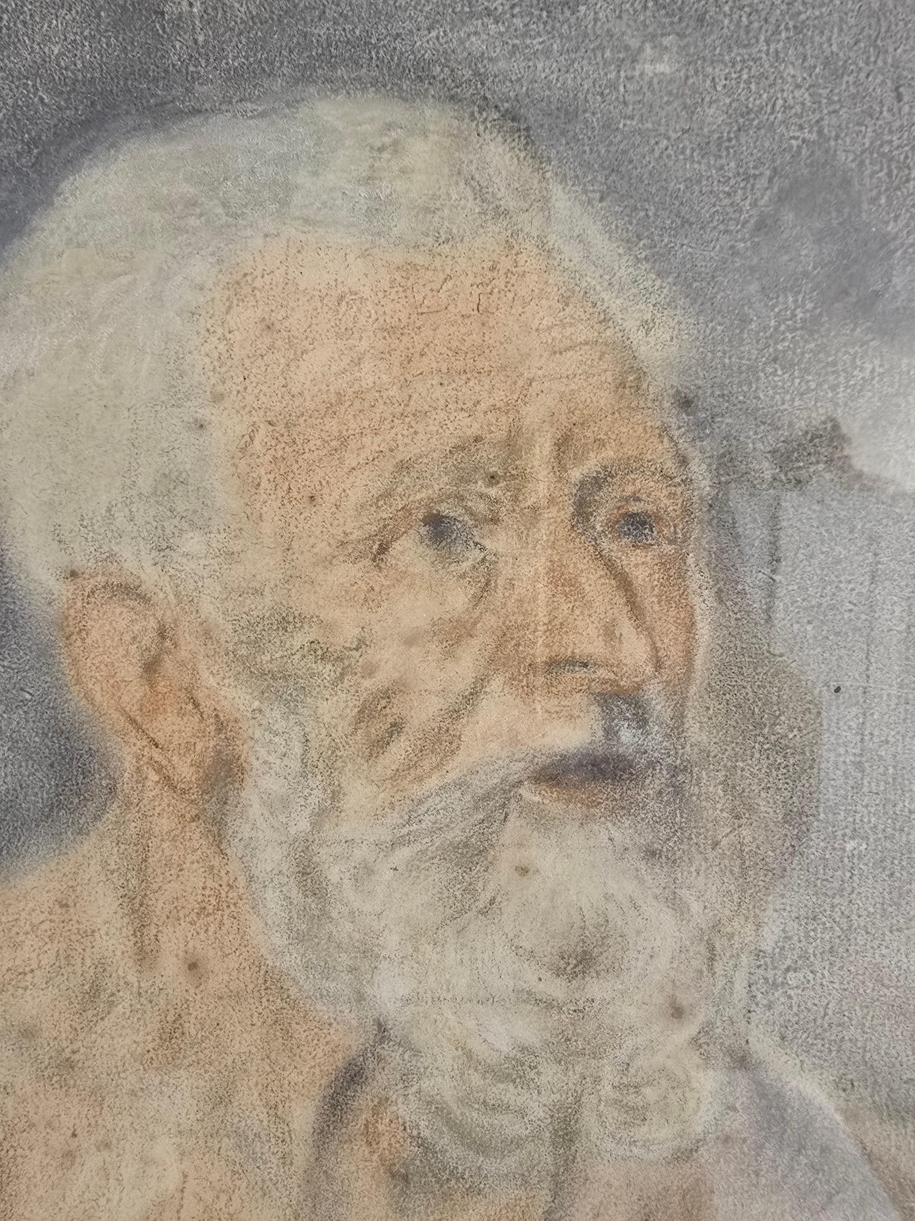 Disegno colorato del XVIII secolo firmato e datato (1783) - Forse San Girolamo in vendita 3