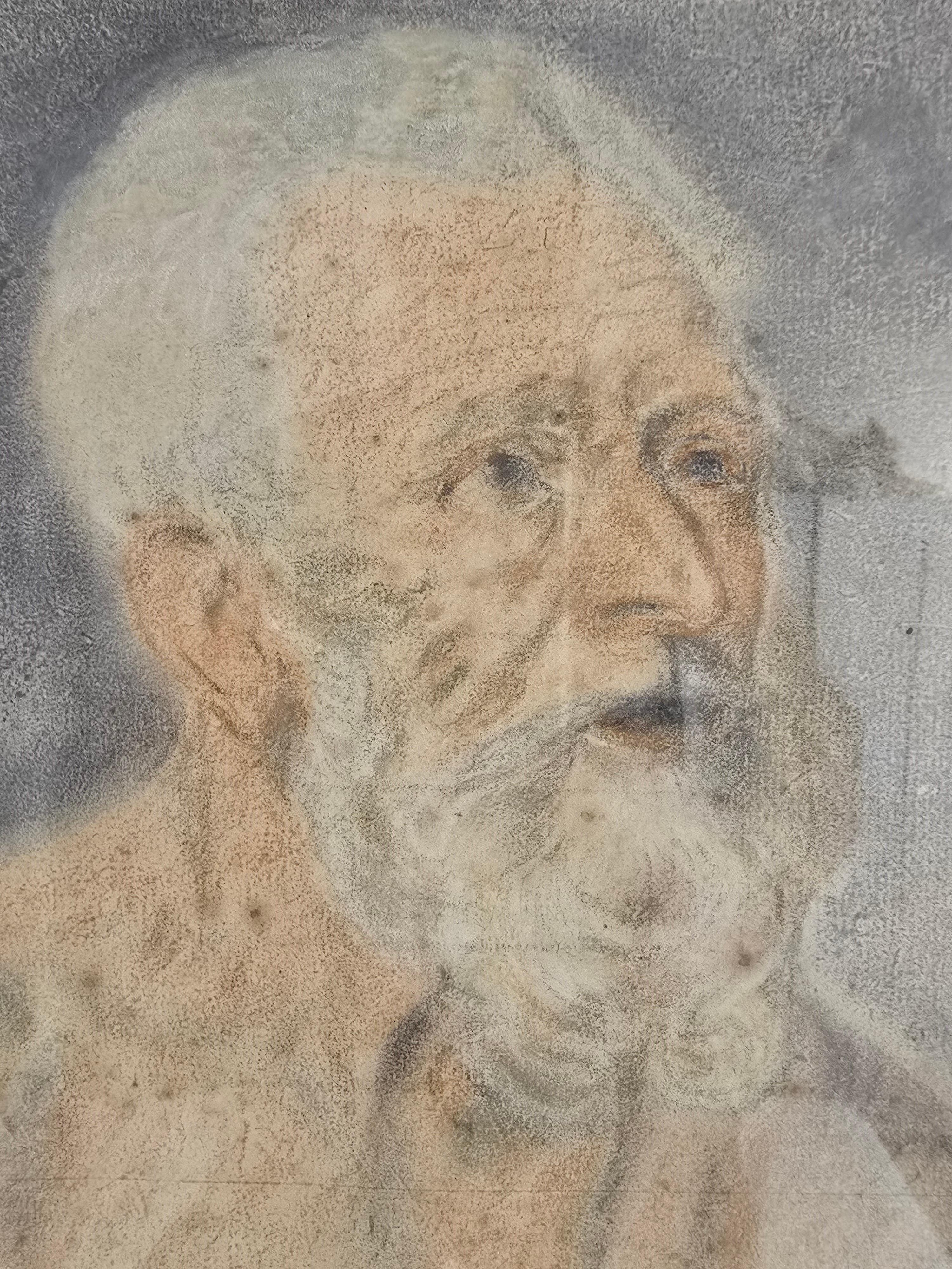Disegno colorato del XVIII secolo firmato e datato (1783) - Forse San Girolamo in vendita 4