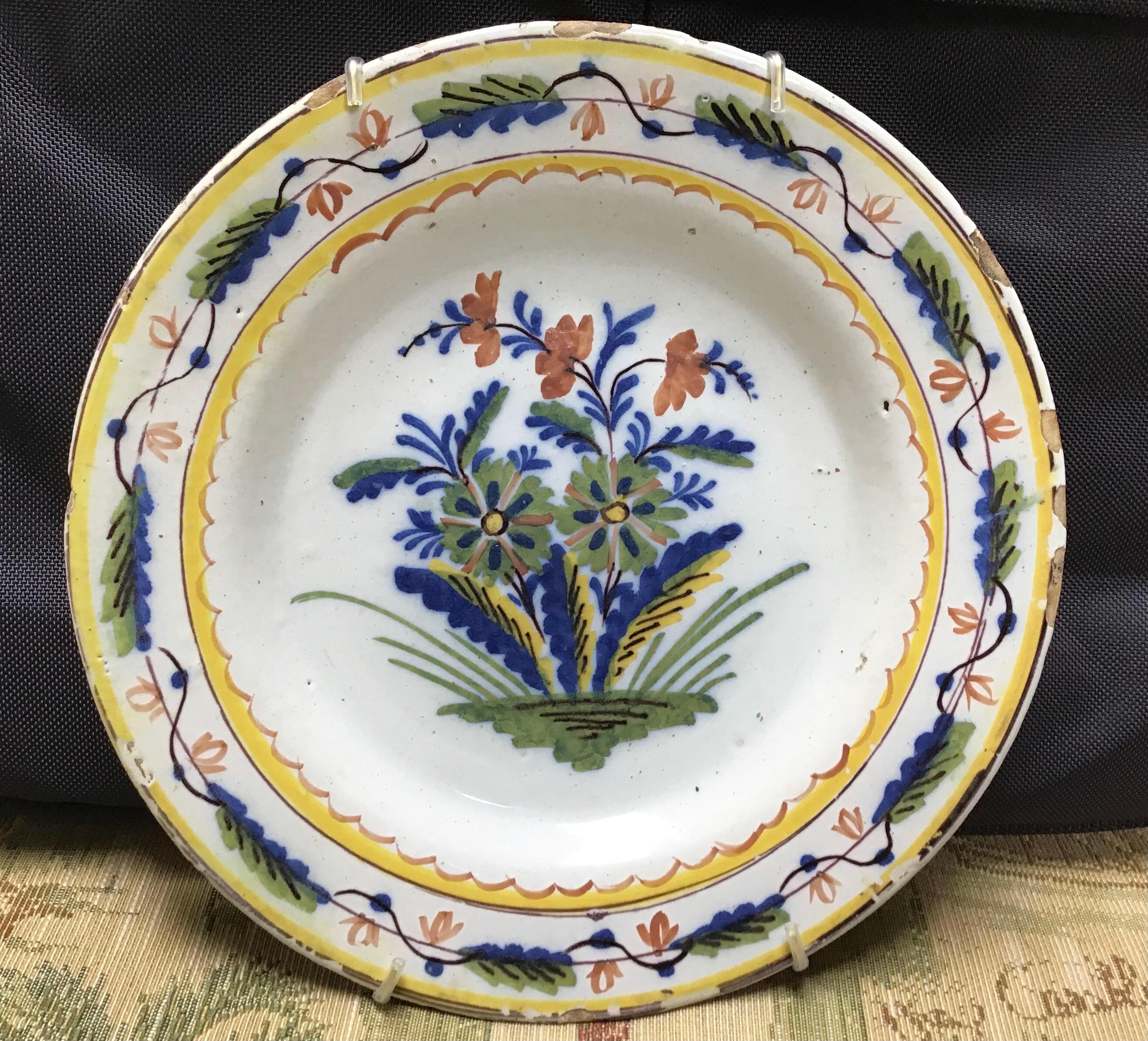 18th Century Colorful Dutch Delft Plate #2 1
