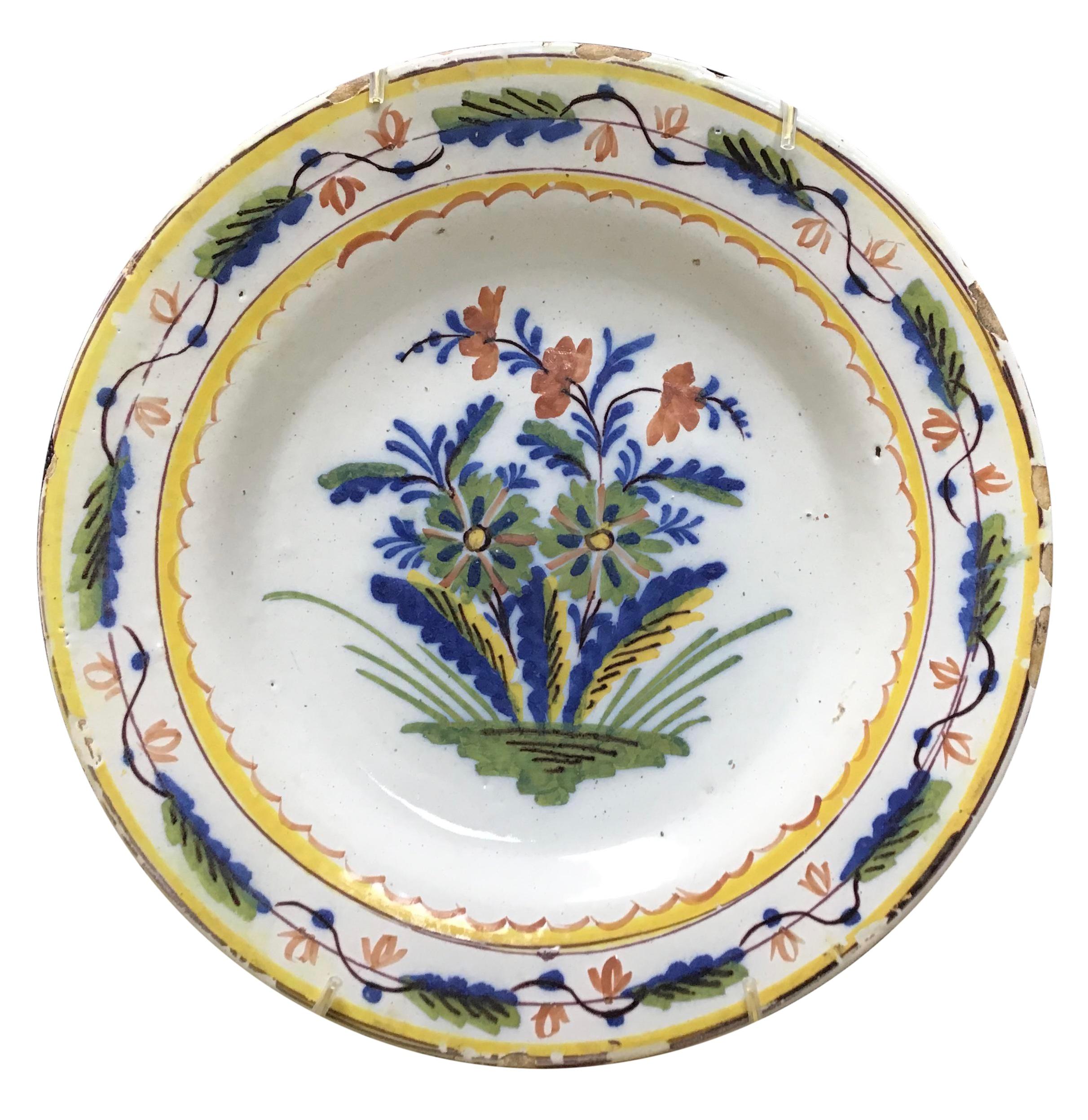 18th Century Colorful Dutch Delft Plate #2 2