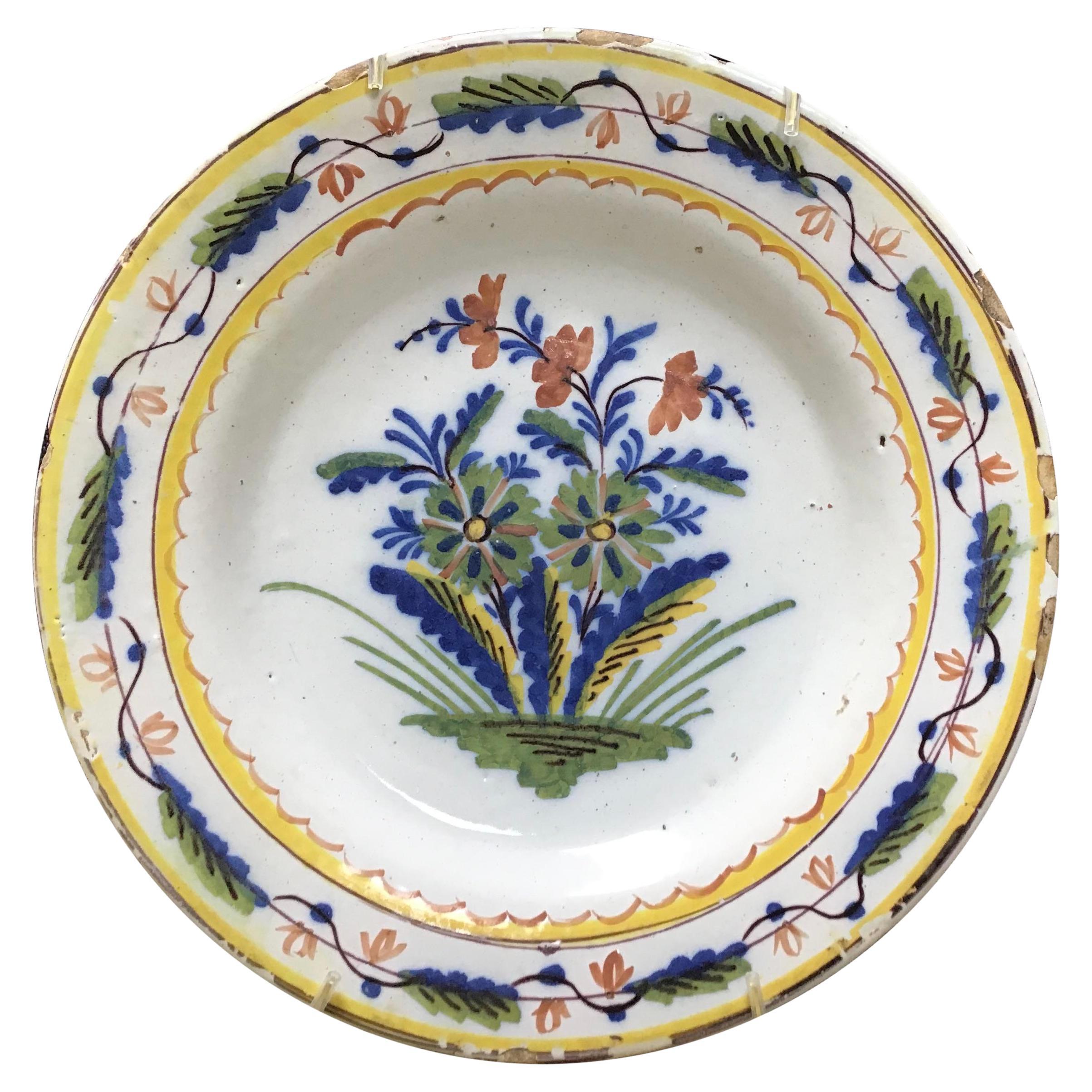 18th Century Colorful Dutch Delft Plate #2