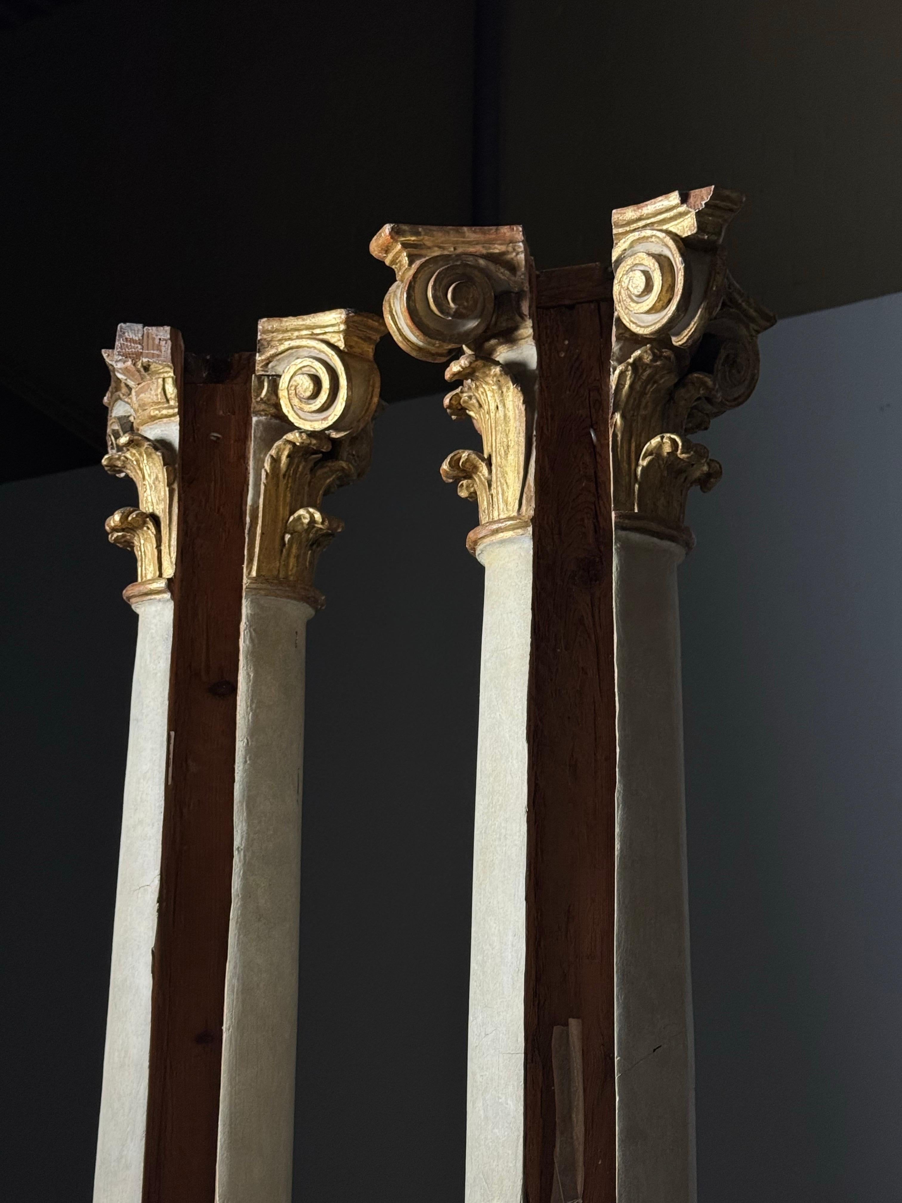 18th century columns with carved giltwood capitals For Sale 5