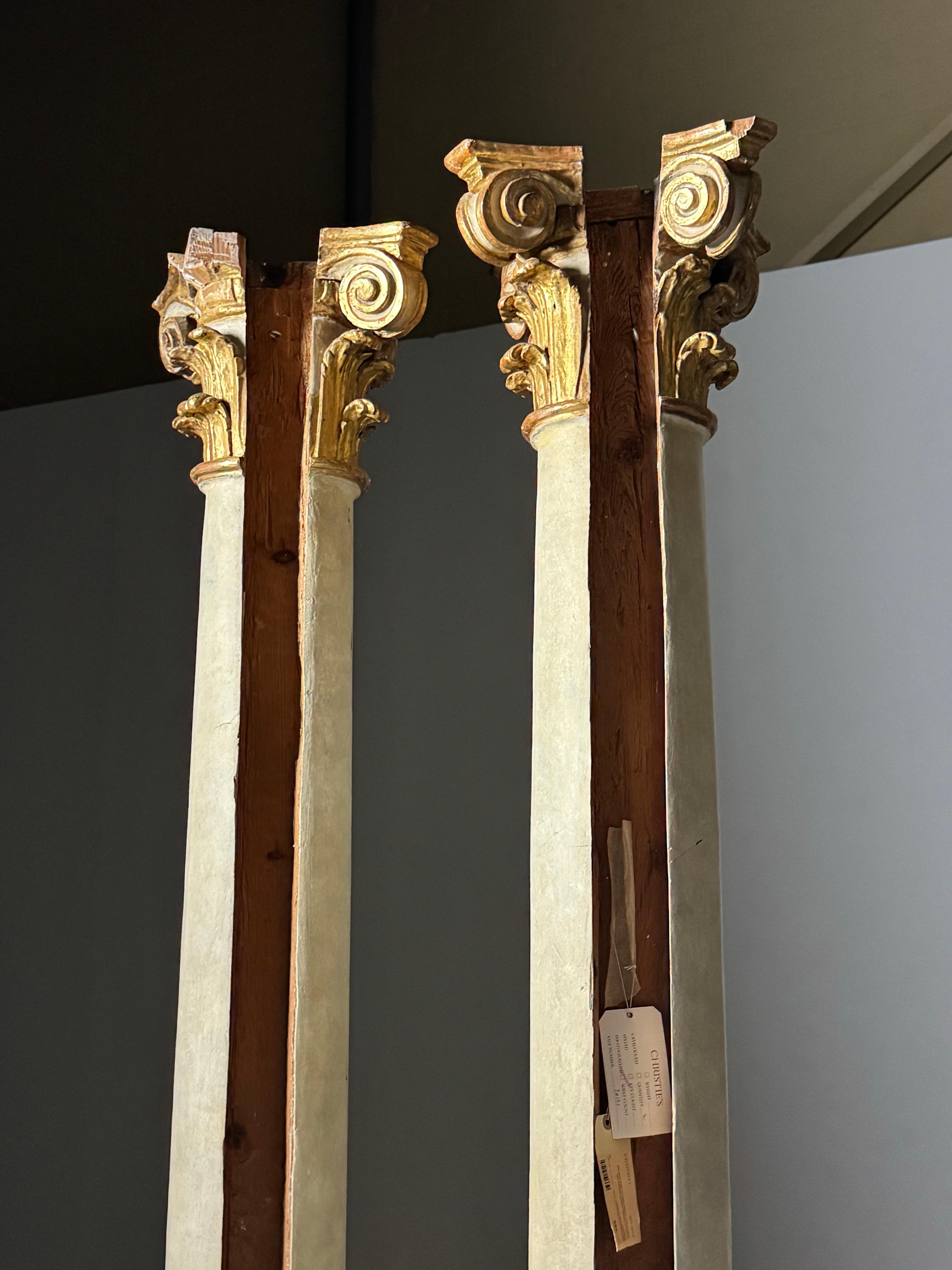18th century columns with carved giltwood capitals For Sale 8