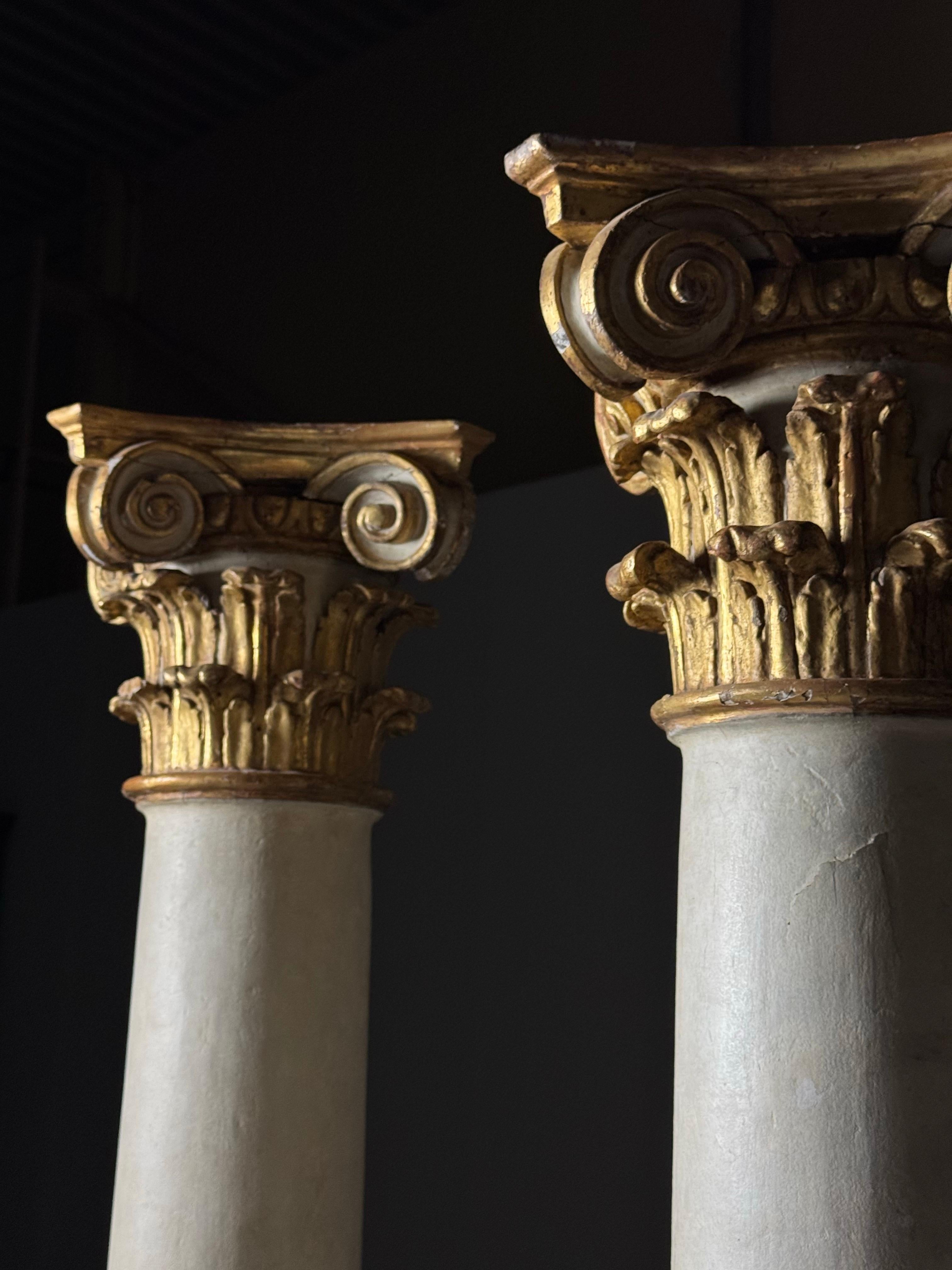 18th century columns with carved giltwood capitals For Sale 9