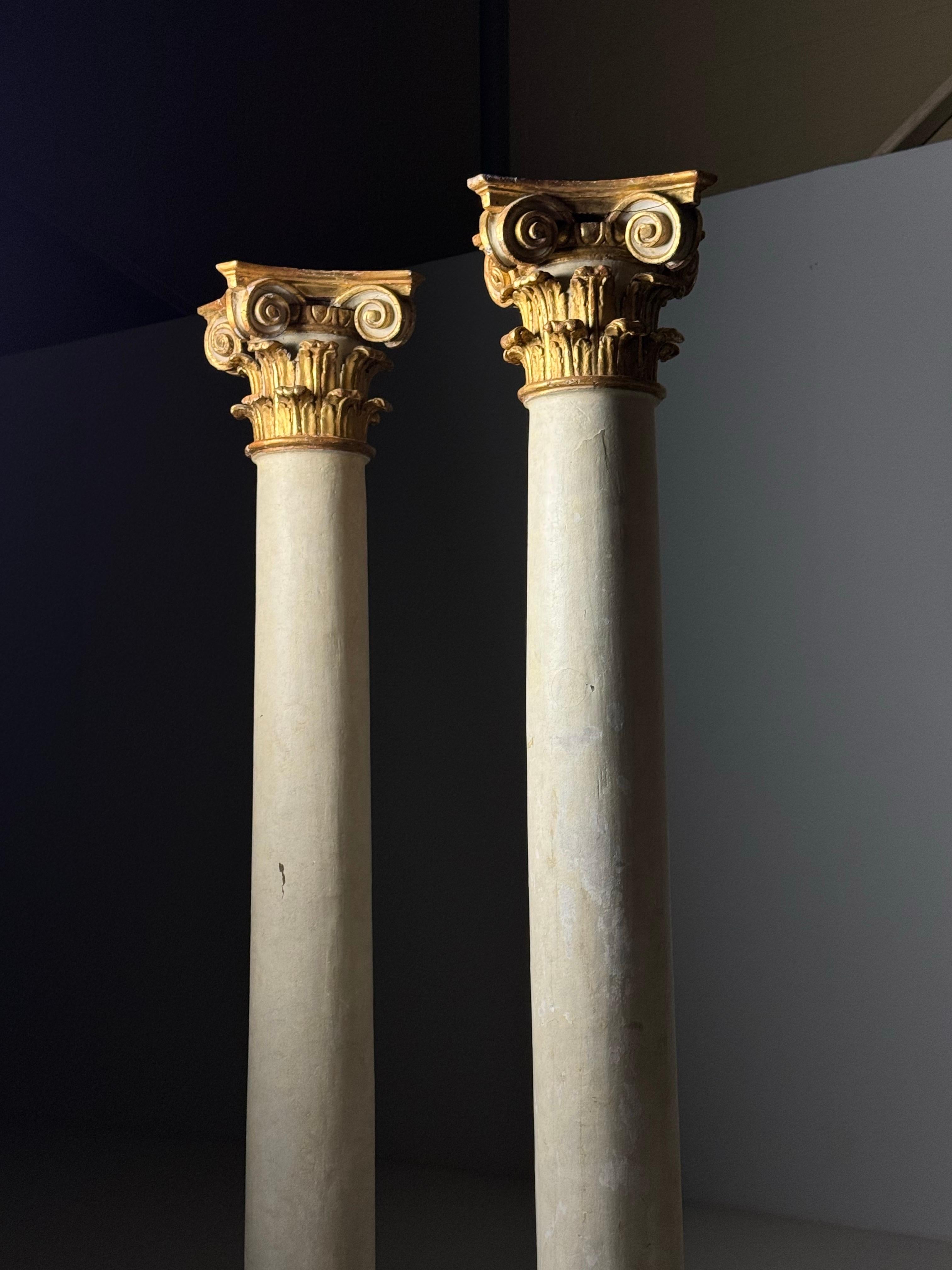 18th century columns with carved giltwood capitals For Sale 11