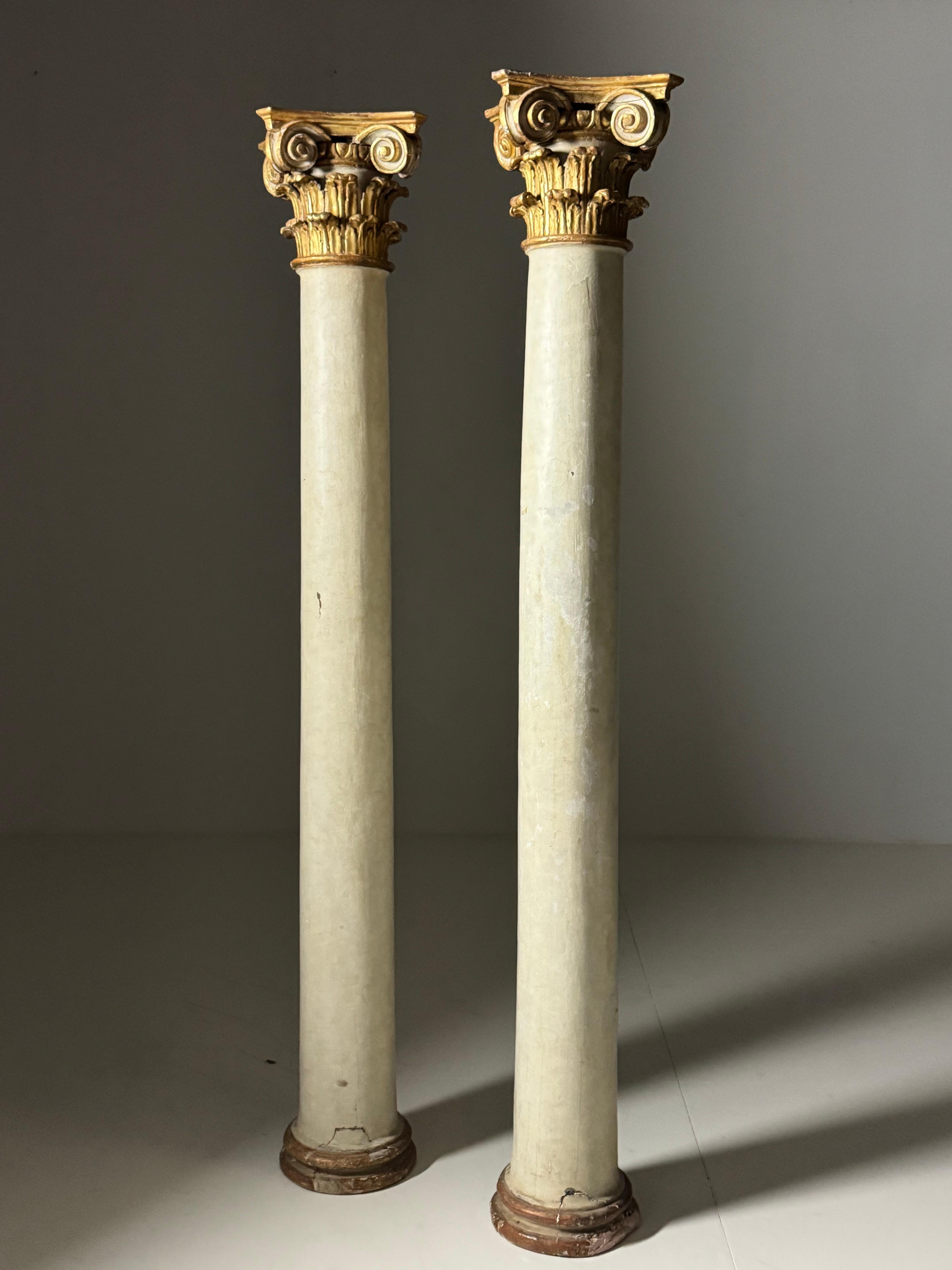 18th century columns with carved giltwood capitals For Sale 2