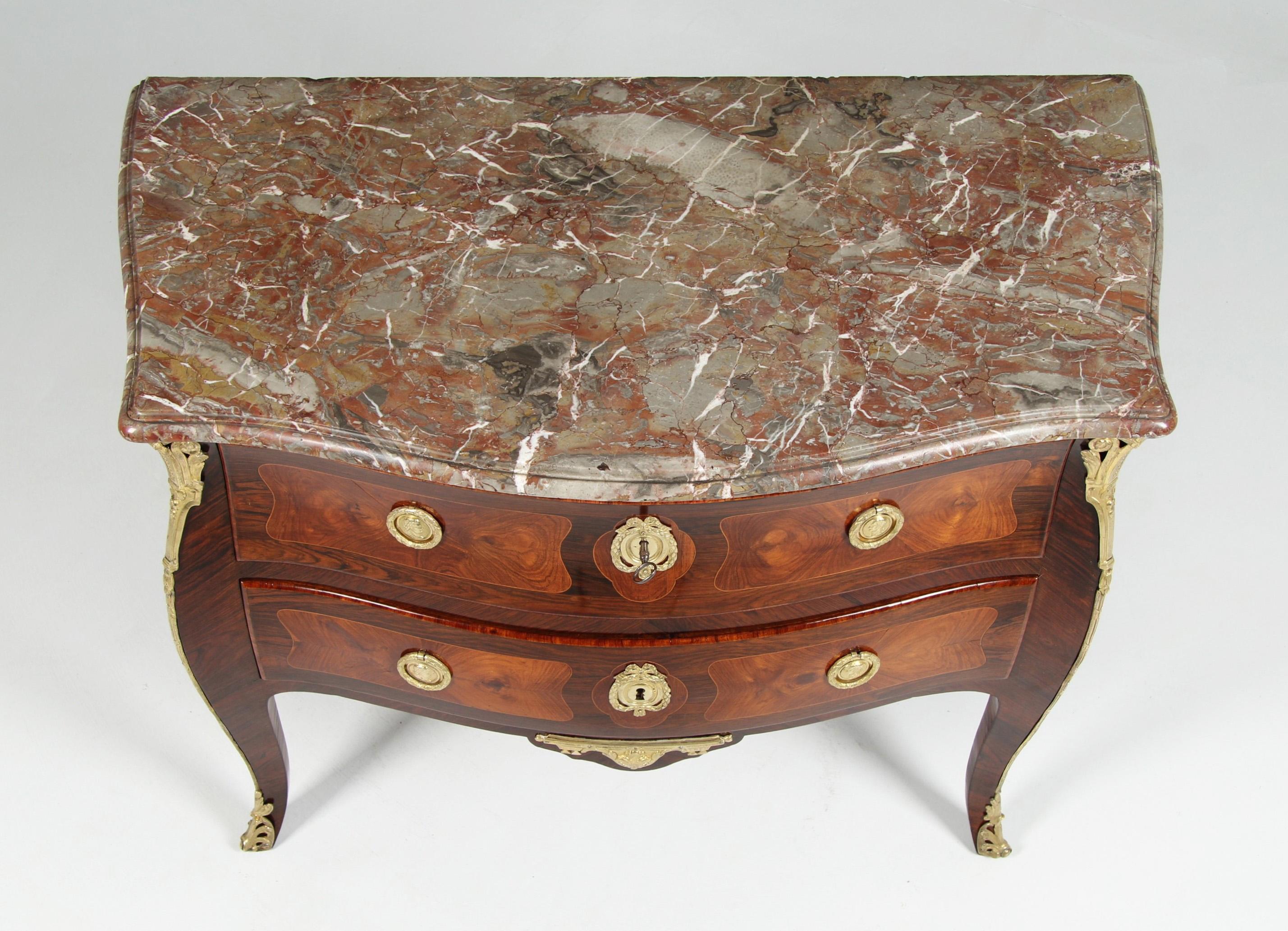 18th Century Commode Sauteuse, Chest of Drawers, Transition - Louis XV - XVI For Sale 4