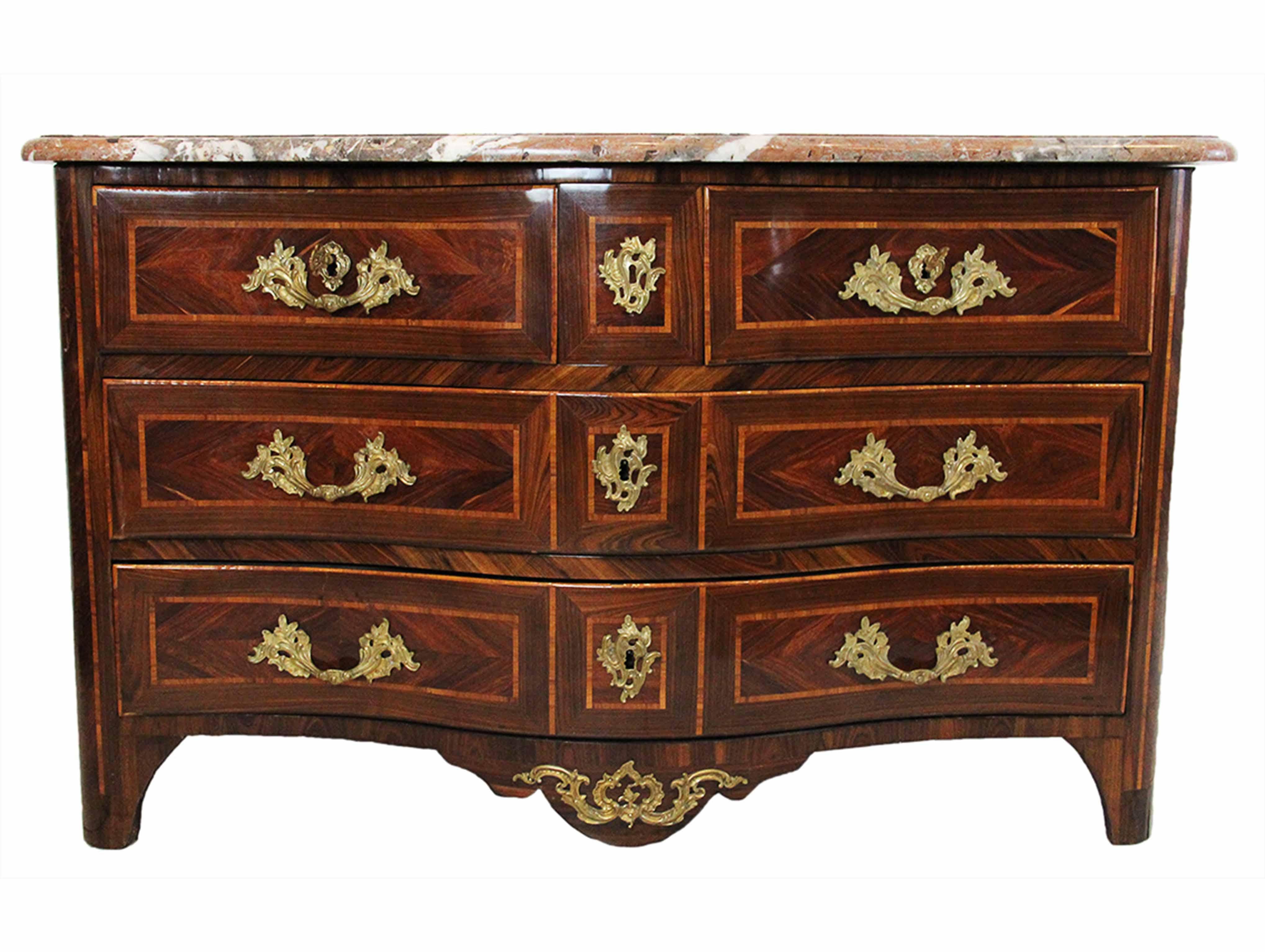 18th Century Commode Stamped Jean Charles Ellaume with Veined Marble Top For Sale 3