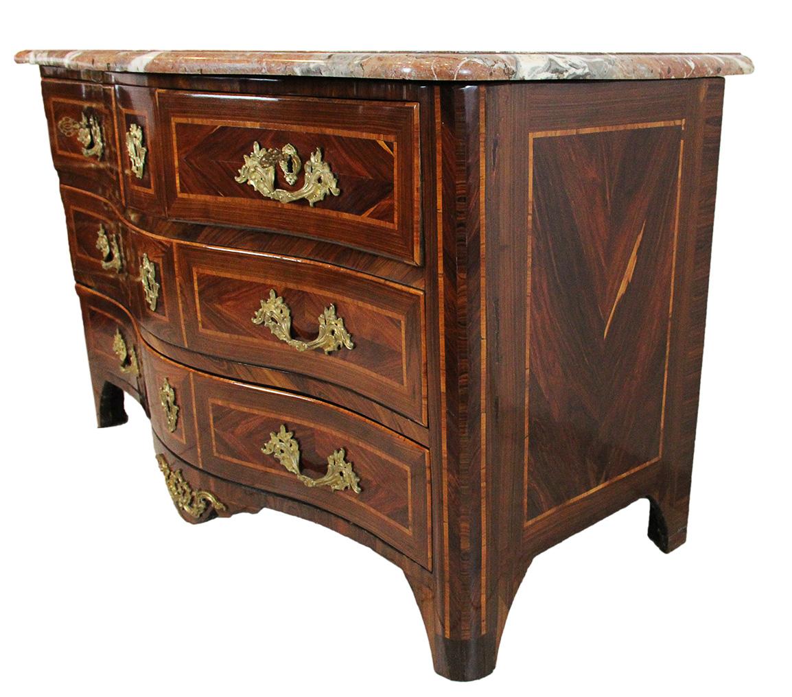18th Century Commode Stamped Jean Charles Ellaume with Veined Marble Top For Sale 4