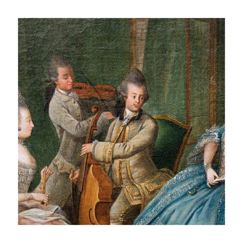 German 18th Century Concert scene Painting Oil on Canvas by Daniel Nikolaus Chodowiecki For Sale