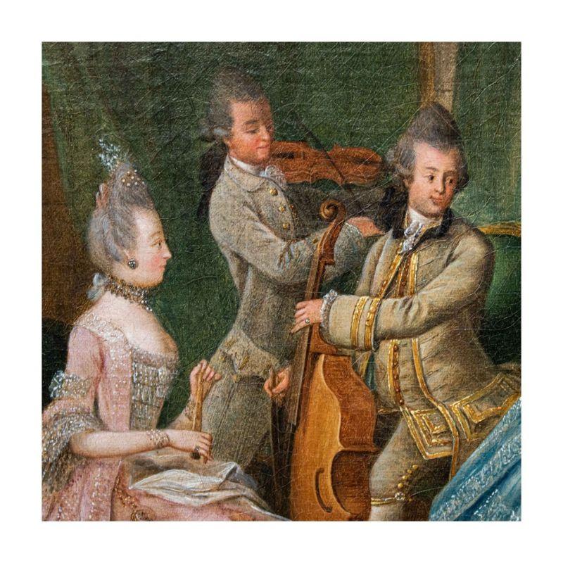 18th Century Concert scene Painting Oil on Canvas by Daniel Nikolaus Chodowiecki In Good Condition For Sale In Milan, IT