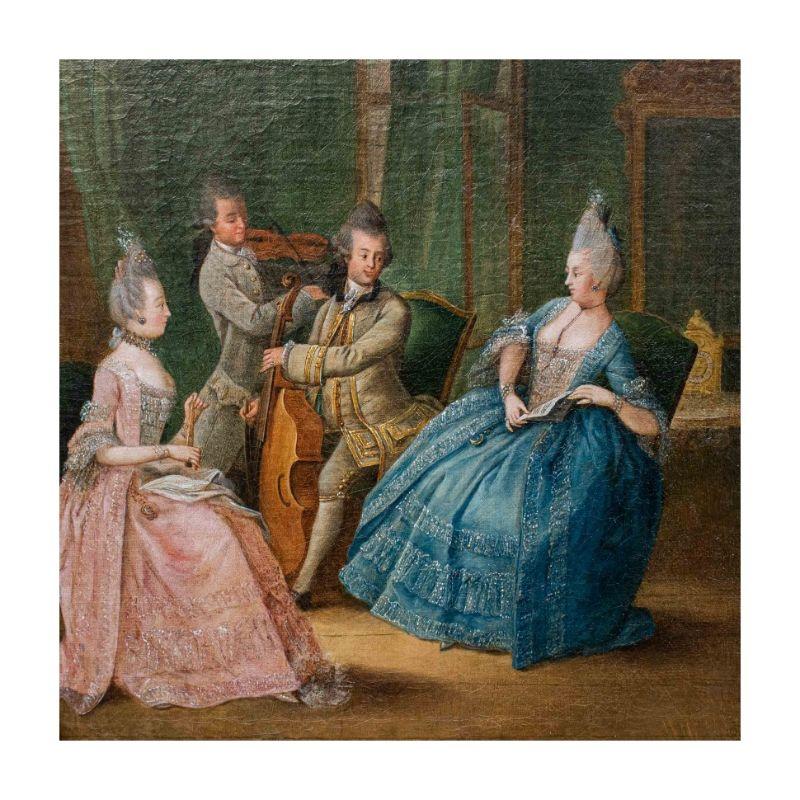 18th Century Concert scene Painting Oil on Canvas by Daniel Nikolaus Chodowiecki For Sale 2