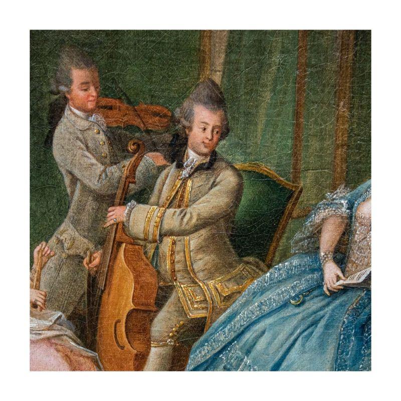 18th Century Concert scene Painting Oil on Canvas by Daniel Nikolaus Chodowiecki For Sale 3