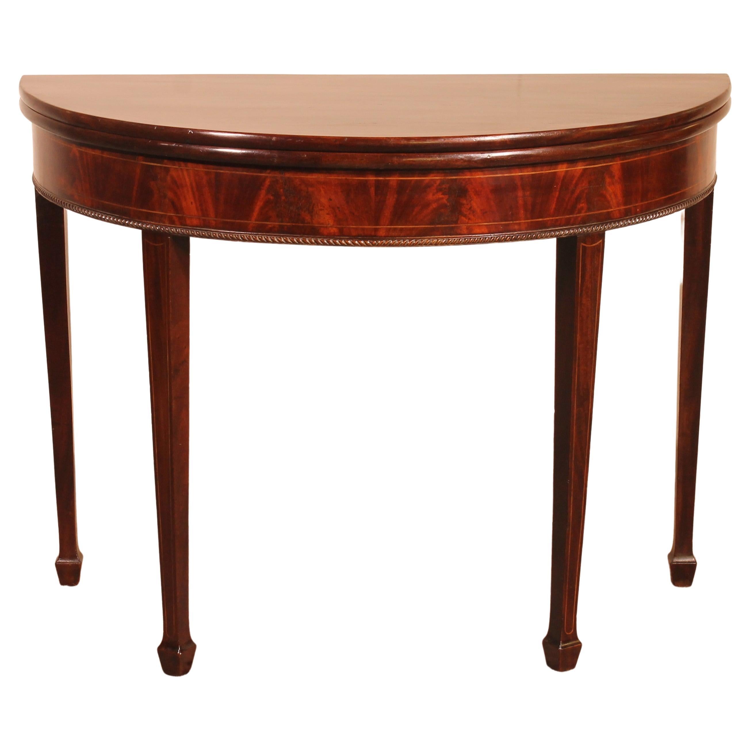 Half Moon Console / Game Table 19th Century in Mahogany Regency Period