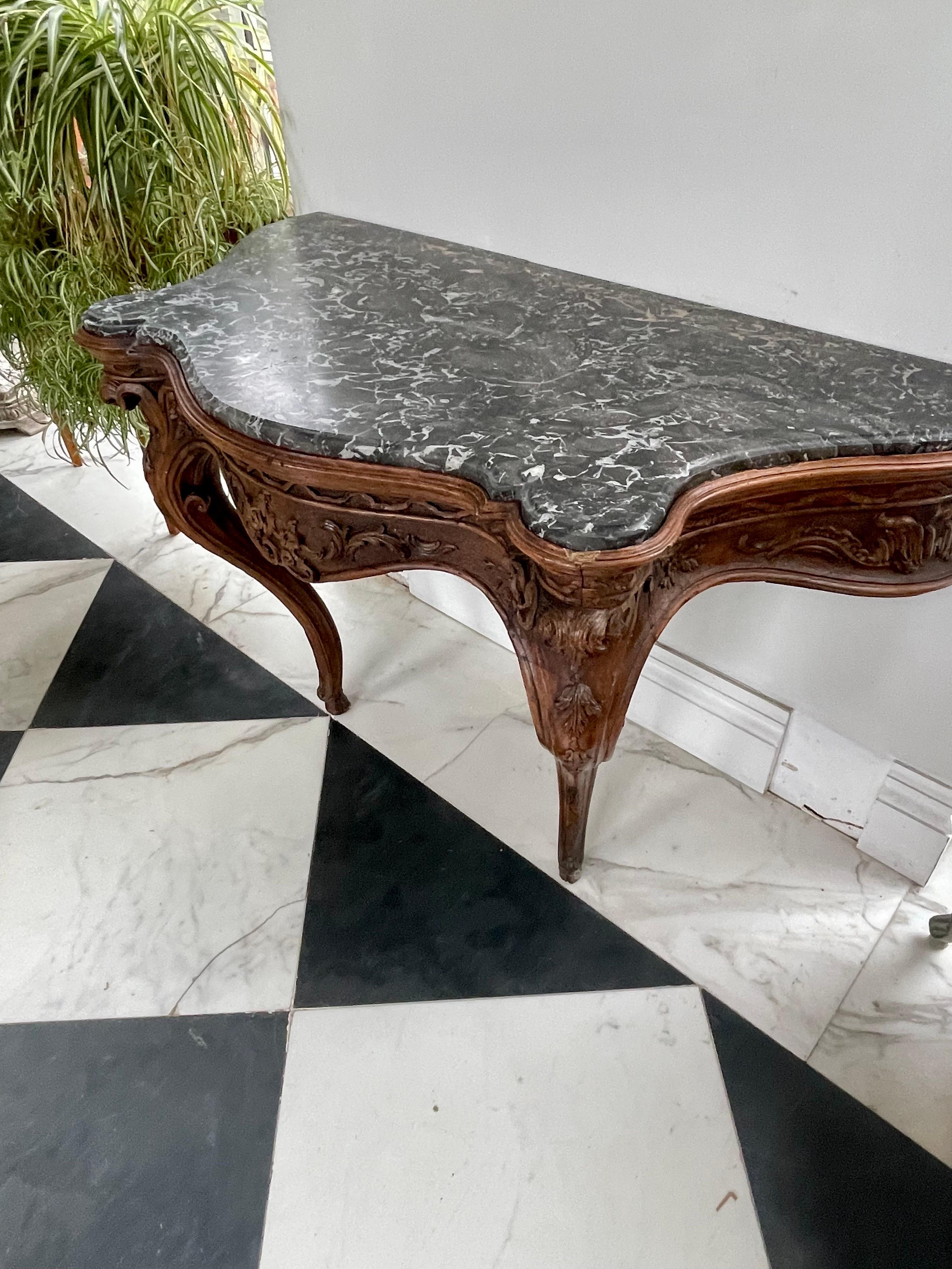 Mahogany A 18th Century Marble Top Console Table  For Sale