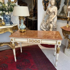 18th Century Console Table in Rechampi Giltwood and Marble Top, Italy