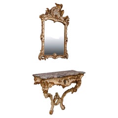 18th Century, Console Table with Mirror Wood South Germany Rococo