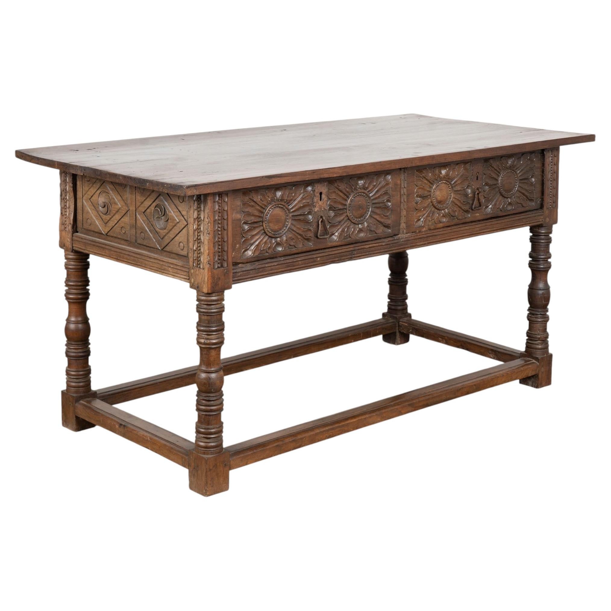 18th Century Console Table with Two Carved Drawers, Portugal​​​​​​​ For Sale