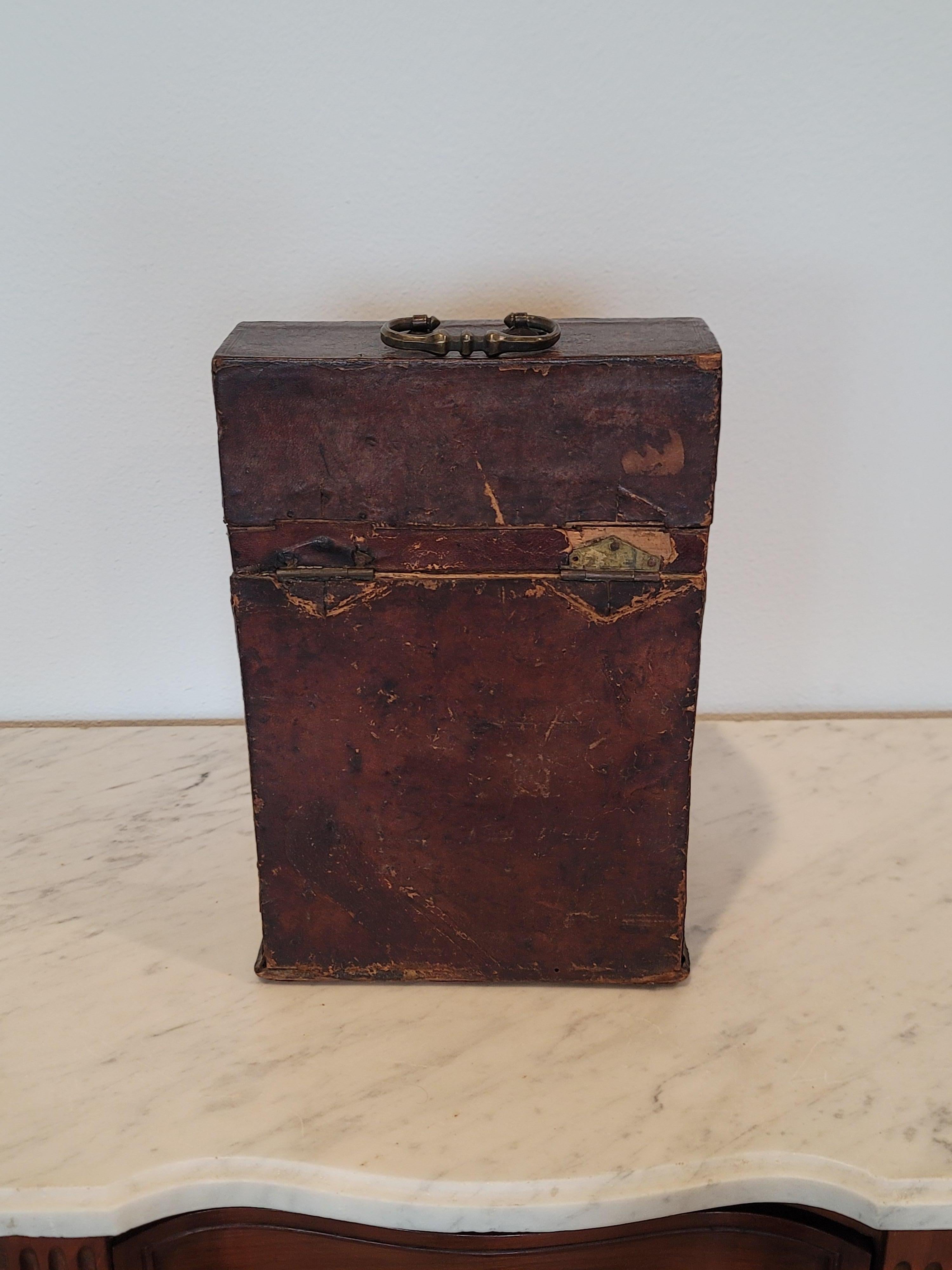 18th Century Continental Baroque Period Gilt Tooled Leather Clad Knife Box For Sale 7