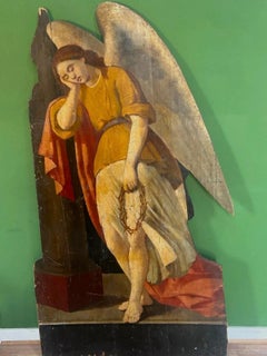 18th Century Continental Carved Dummy Board with Religious Angel Figure