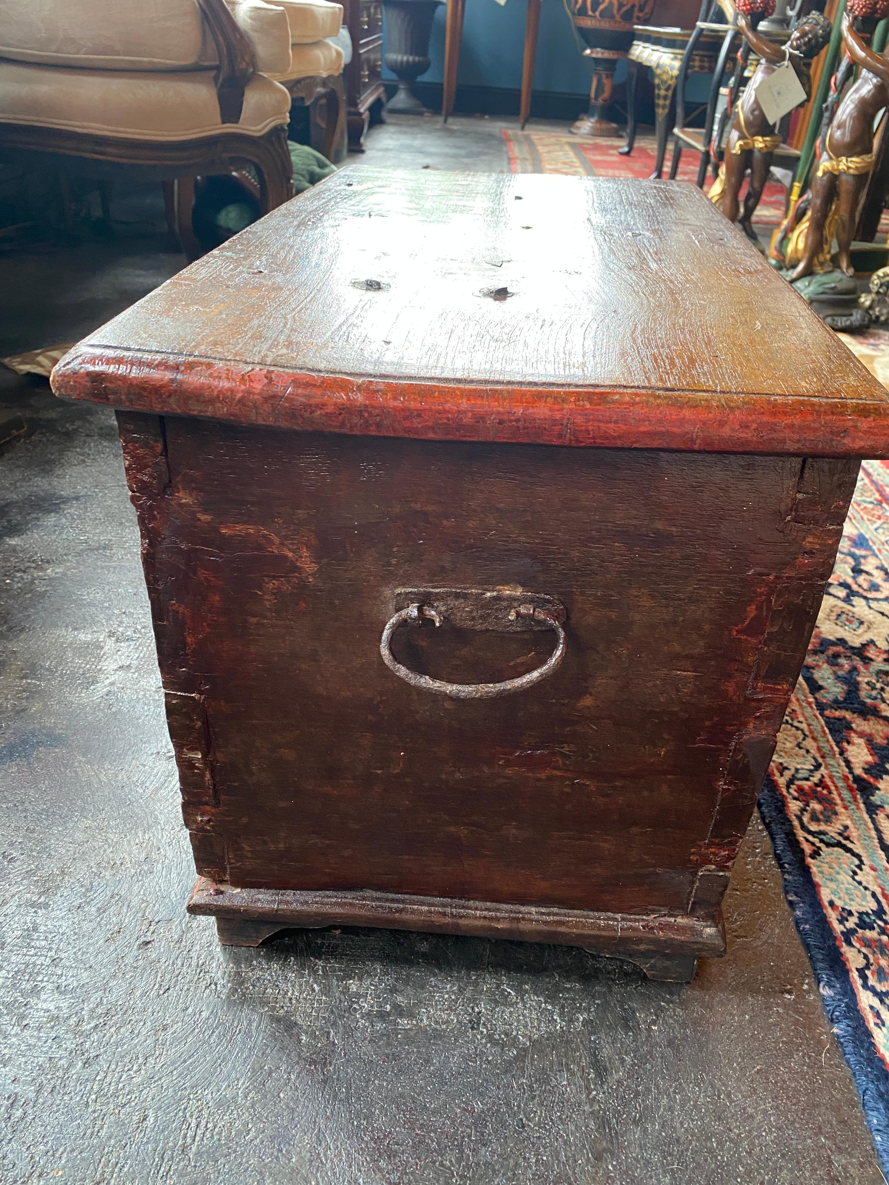 European 18th Century Continental Coffer Trunk Small For Sale