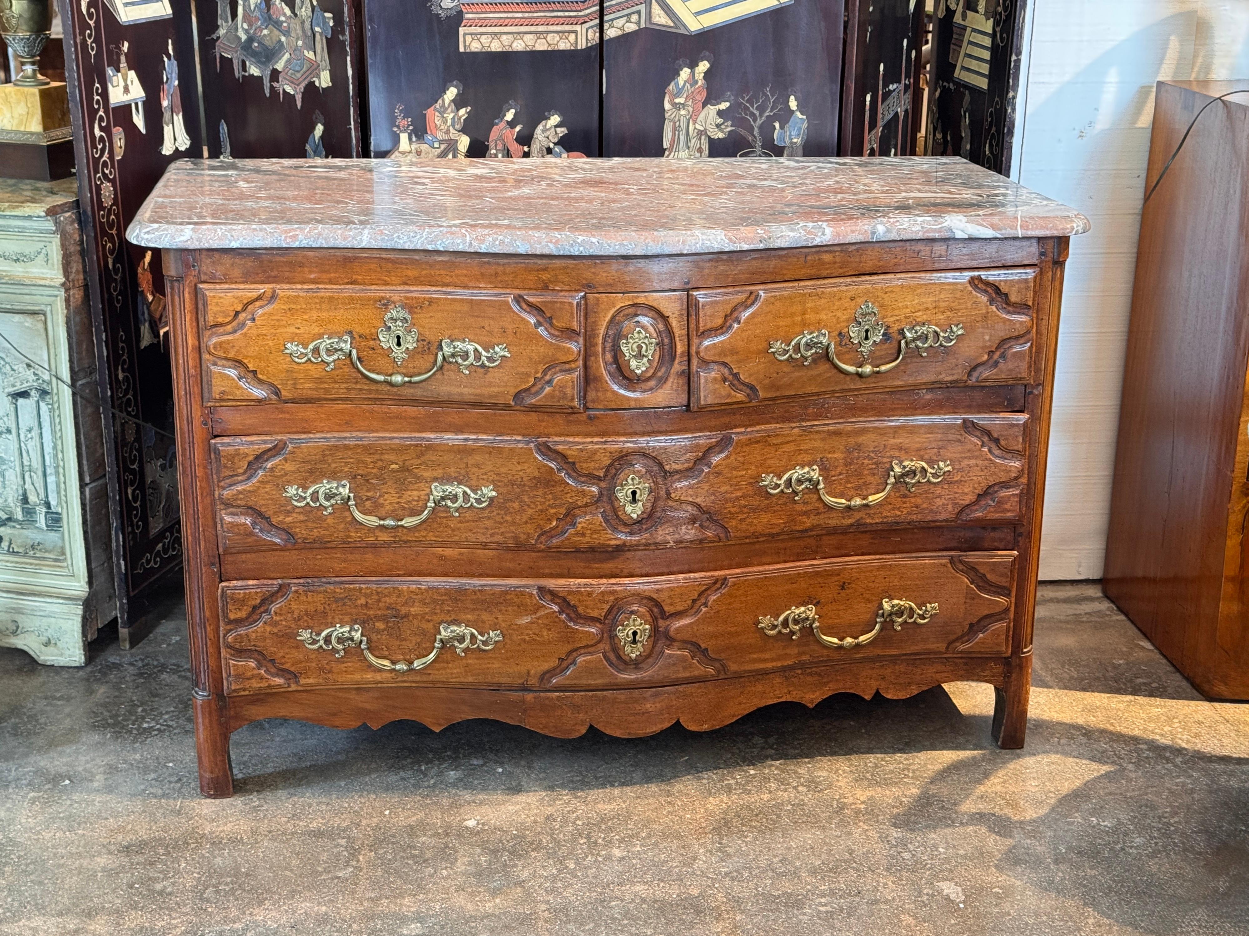 French 18th Century Continental Commode With Marble Top For Sale