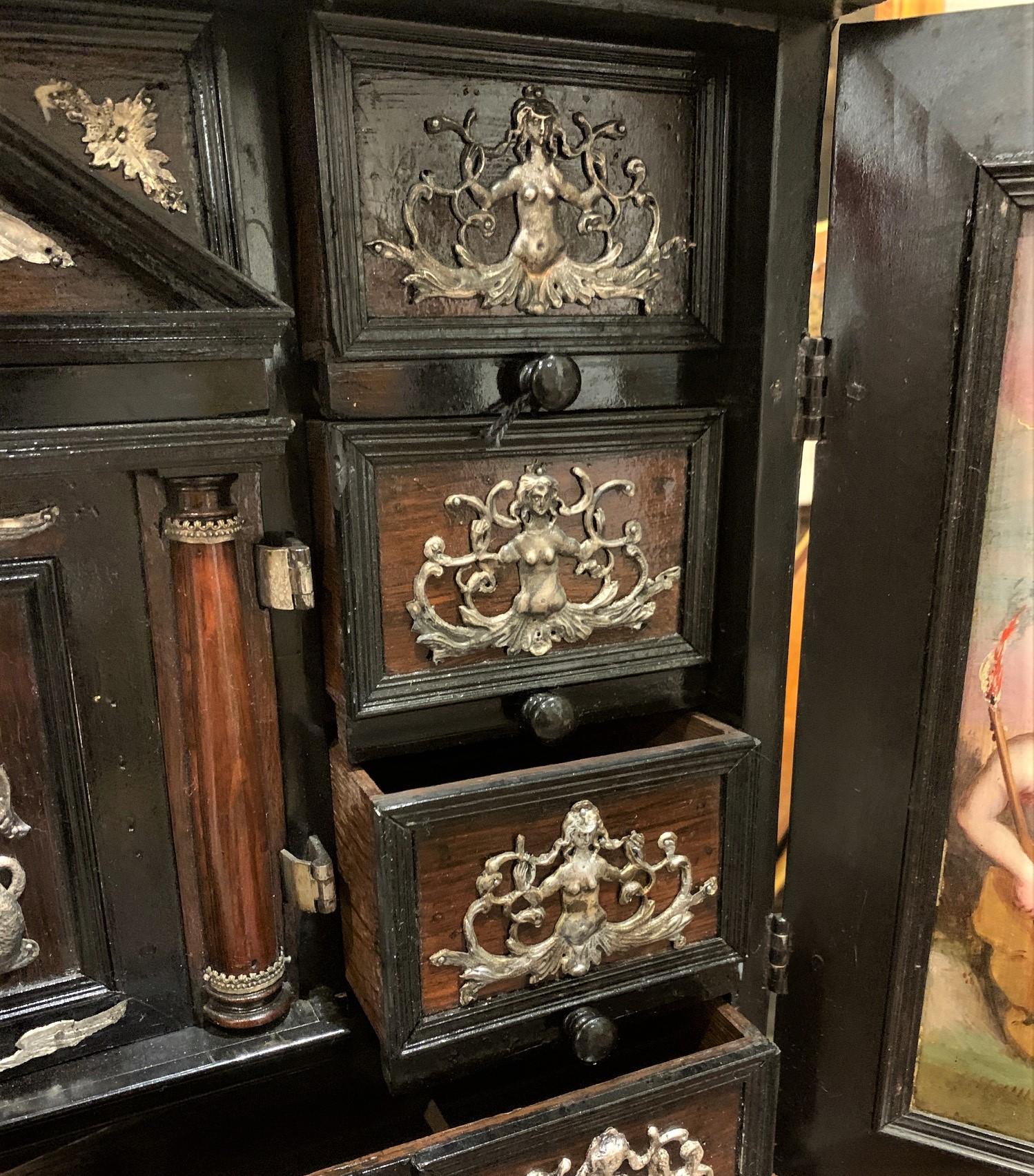 Cast 18th Century Continental Ebonized Trinket Cabinet