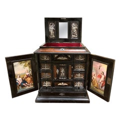 18th Century Continental Ebonized Trinket Cabinet