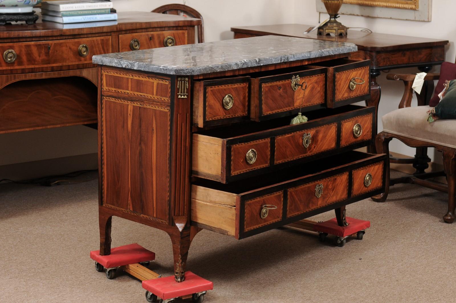 Wood 18th Century Continental Inlaid Commode For Sale