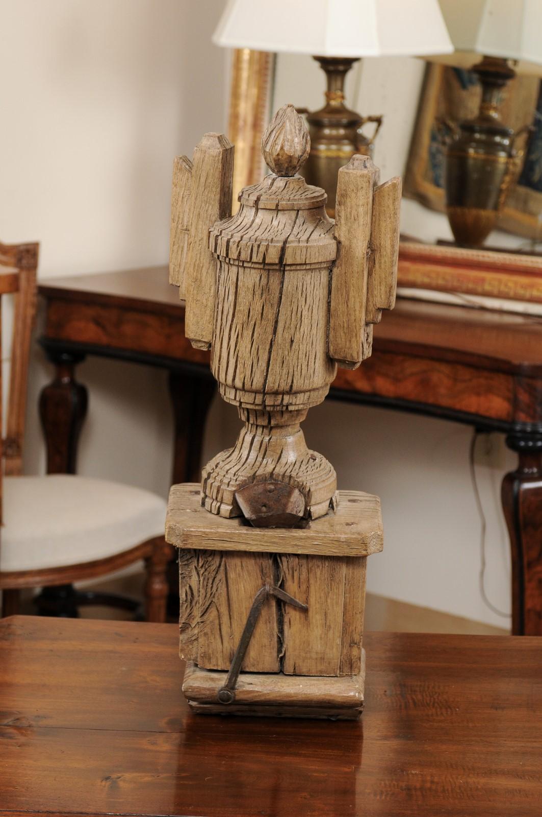 18th Century continental money box with urn & flame motif.