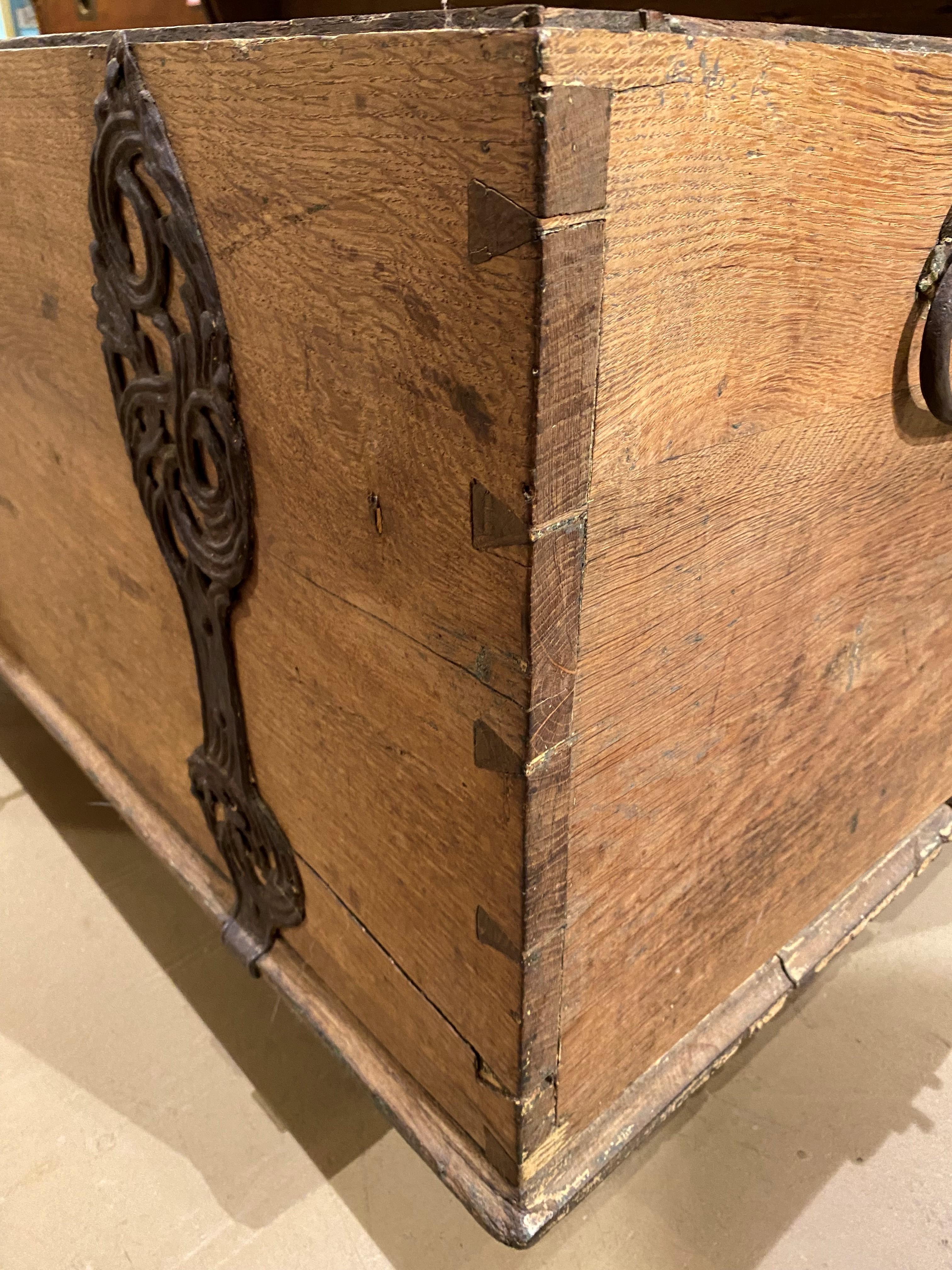 18th Century Continental Oak Dome Top Trunk with Fabulous Metalwork 7